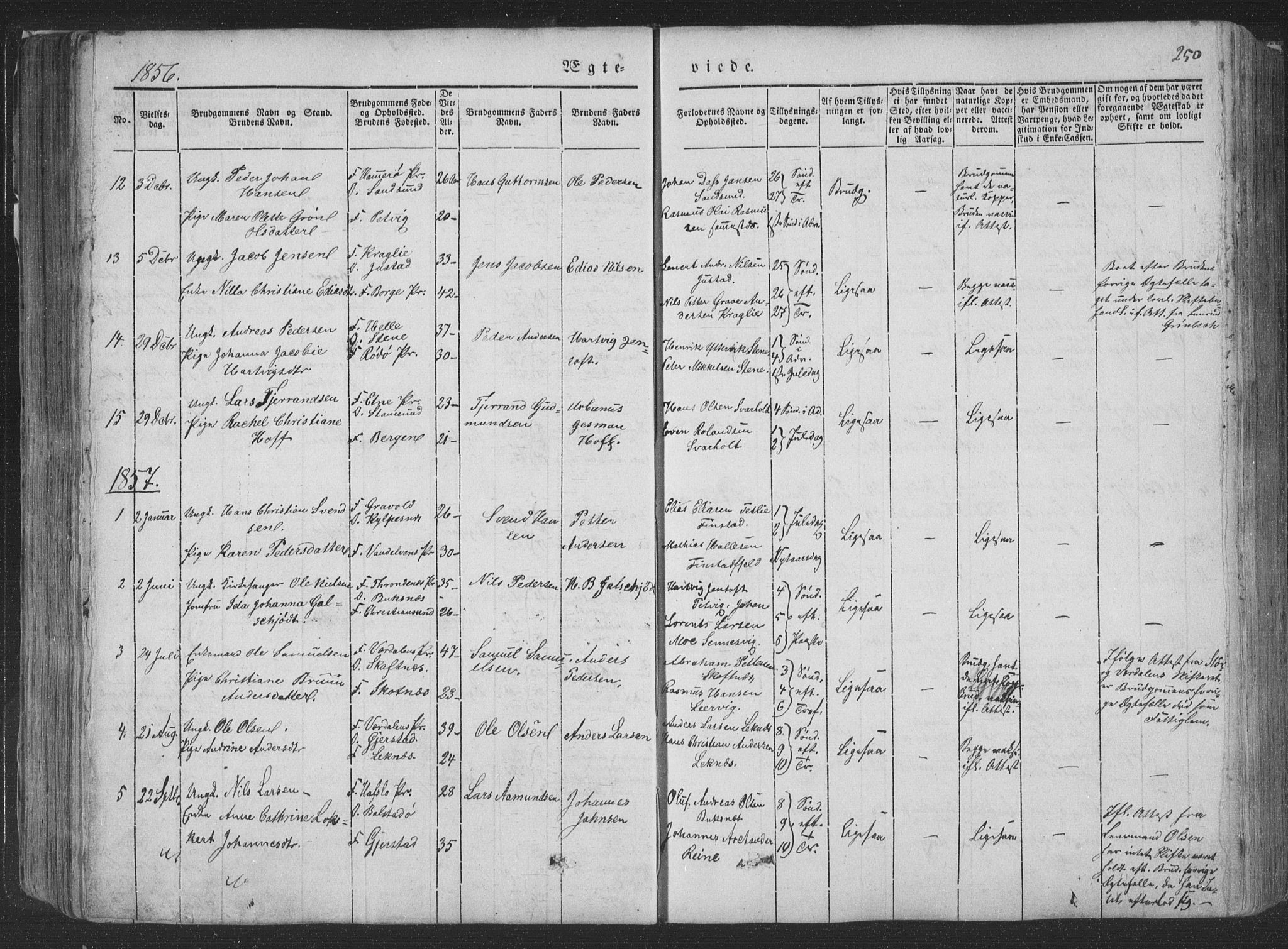 Ministerialprotokoller, klokkerbøker og fødselsregistre - Nordland, AV/SAT-A-1459/881/L1165: Parish register (copy) no. 881C02, 1854-1876, p. 250