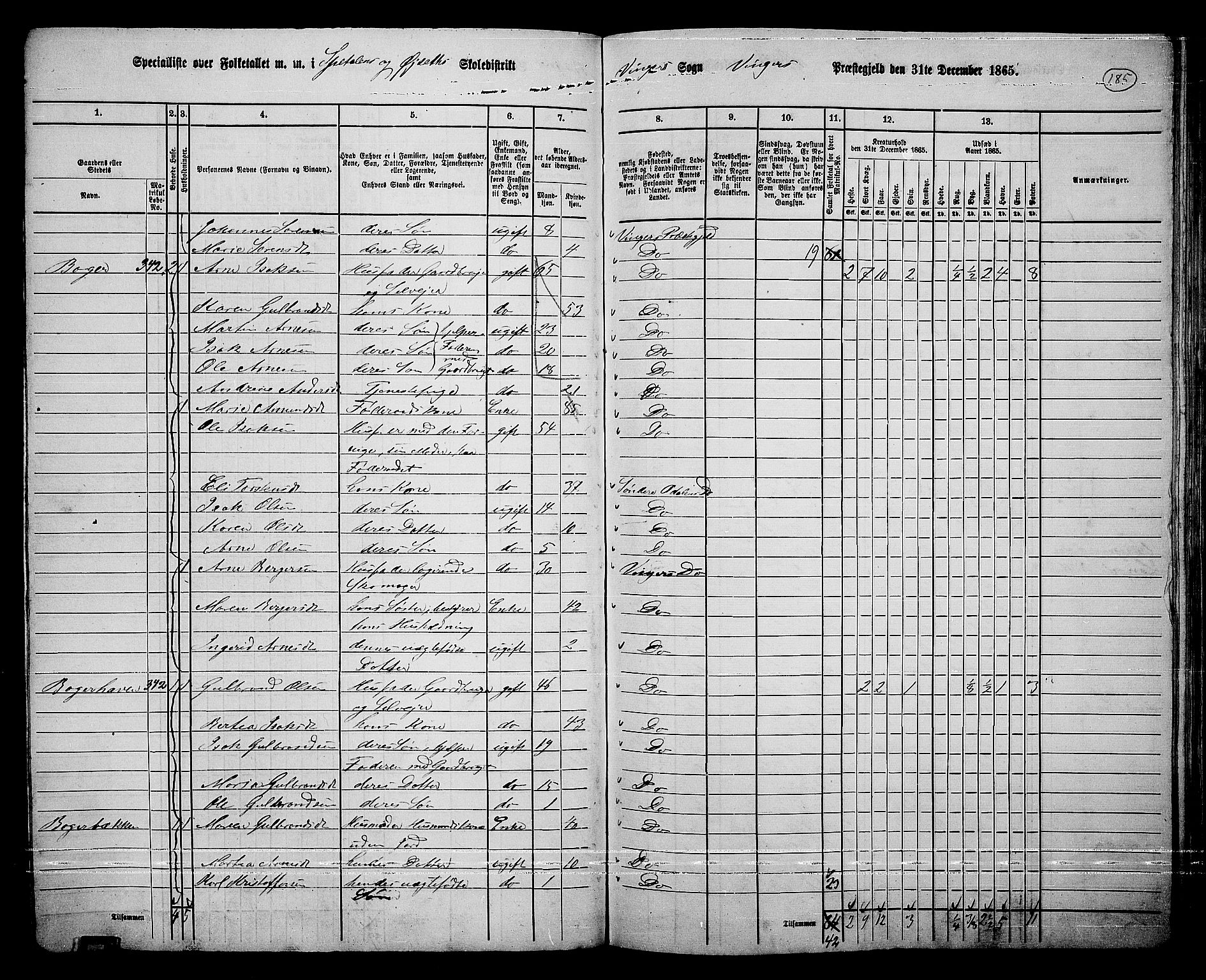 RA, 1865 census for Vinger/Vinger og Austmarka, 1865, p. 170