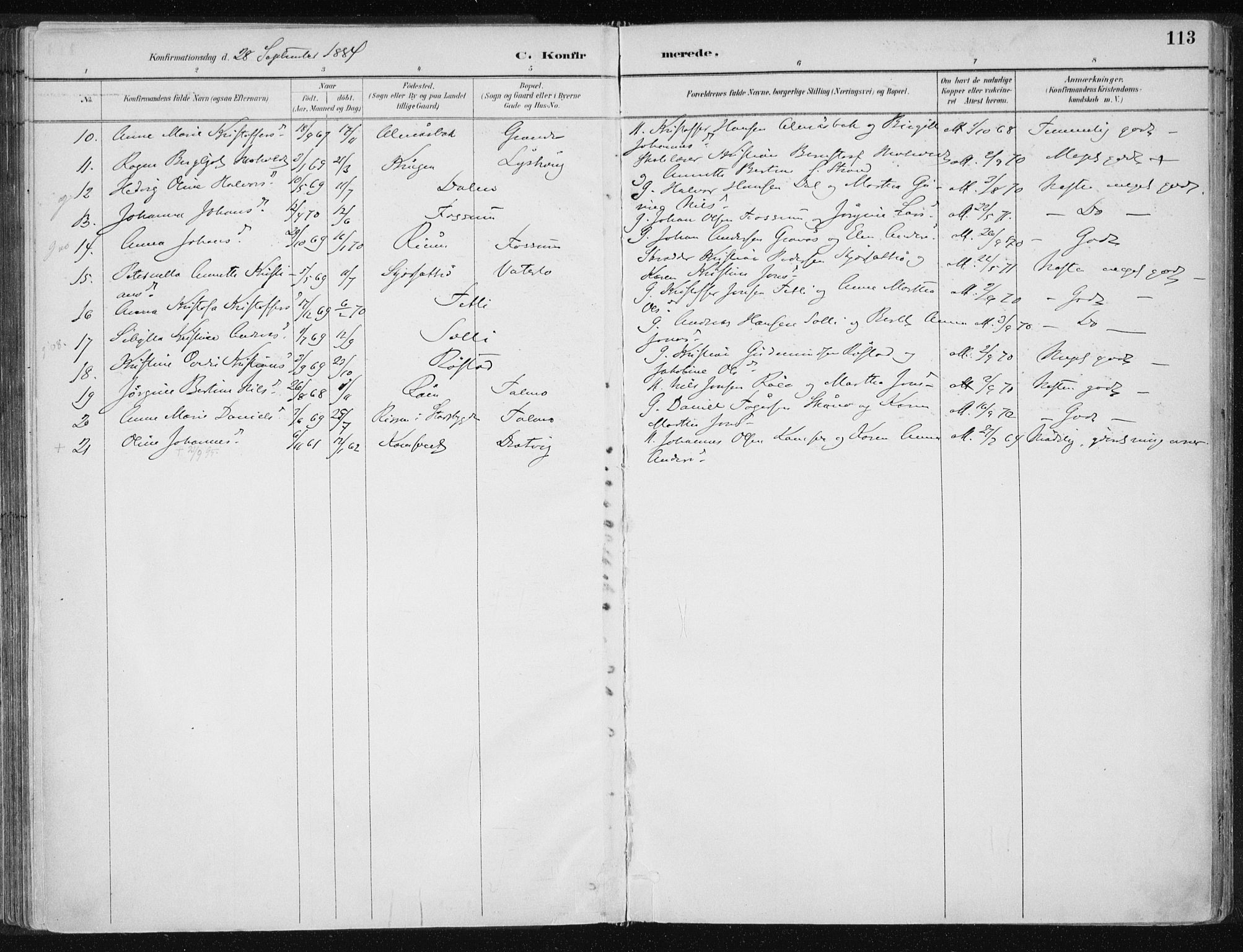 Ministerialprotokoller, klokkerbøker og fødselsregistre - Nord-Trøndelag, SAT/A-1458/701/L0010: Parish register (official) no. 701A10, 1883-1899, p. 113