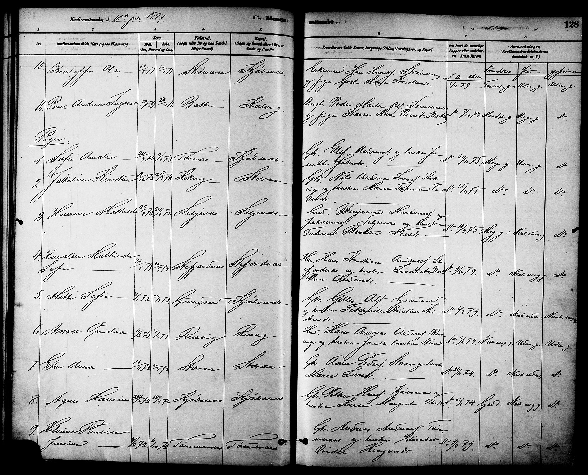 Ministerialprotokoller, klokkerbøker og fødselsregistre - Nordland, AV/SAT-A-1459/861/L0868: Parish register (official) no. 861A03, 1879-1889, p. 128