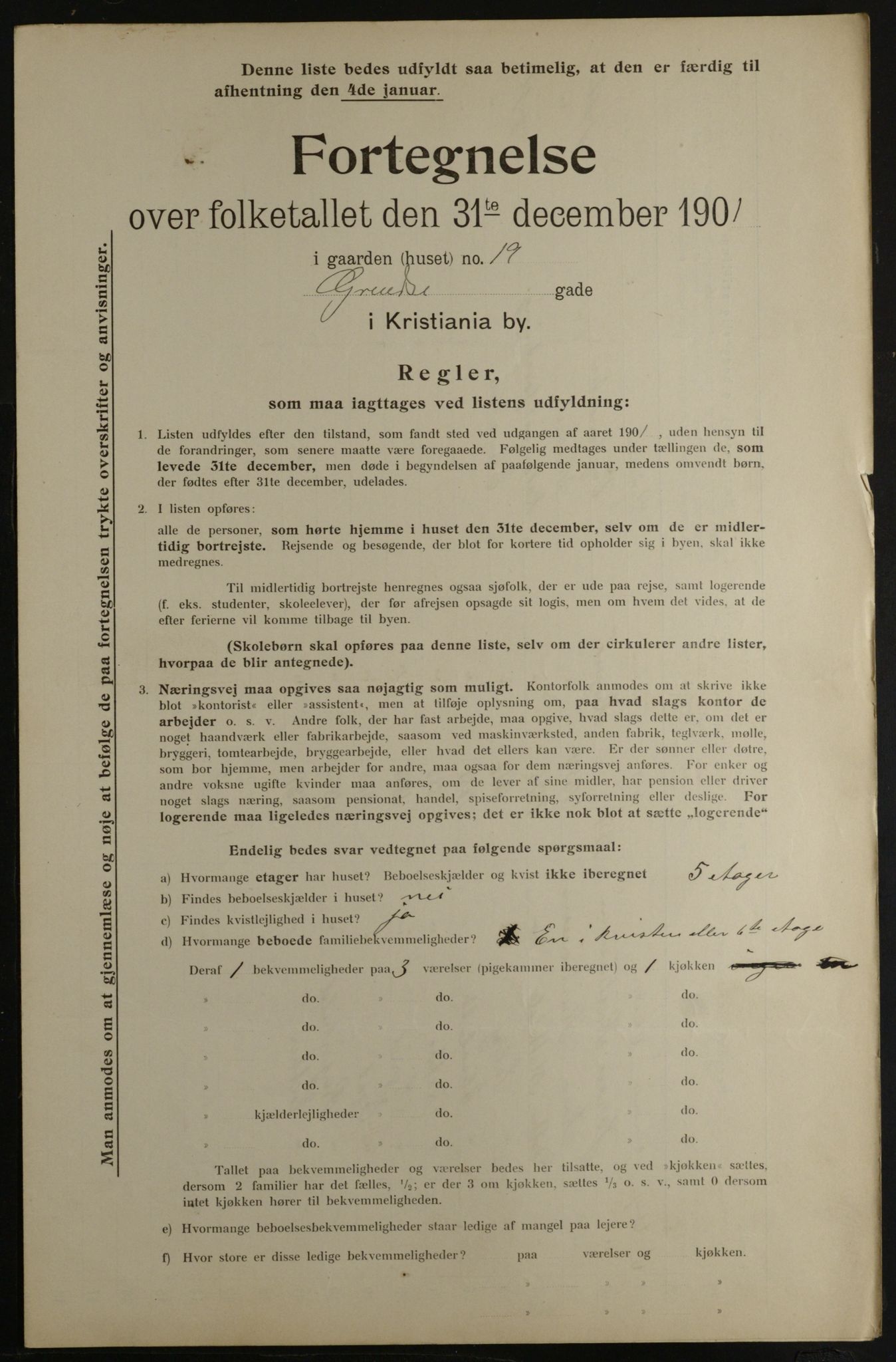 OBA, Municipal Census 1901 for Kristiania, 1901, p. 4844