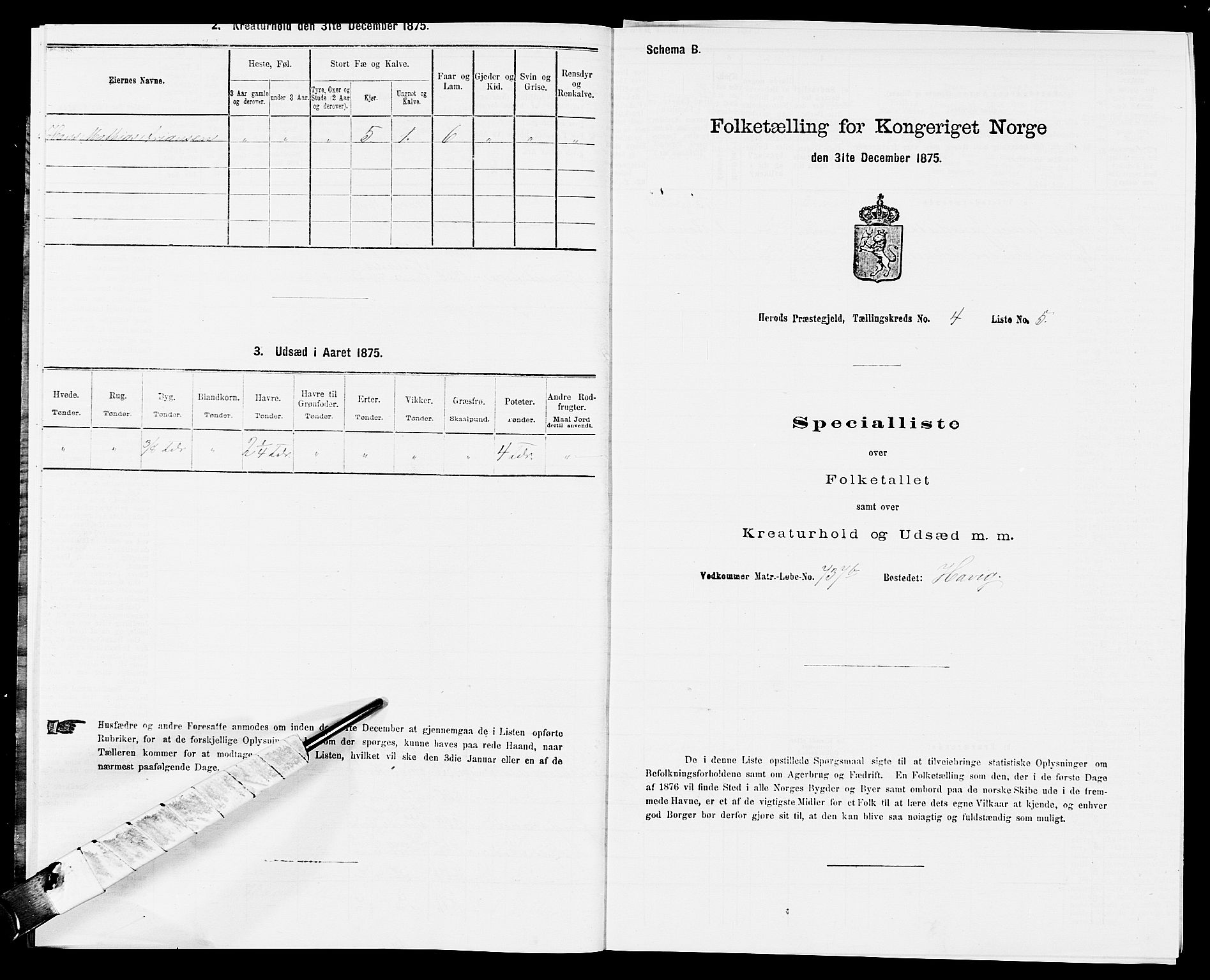 SAK, 1875 census for 1039P Herad, 1875, p. 451