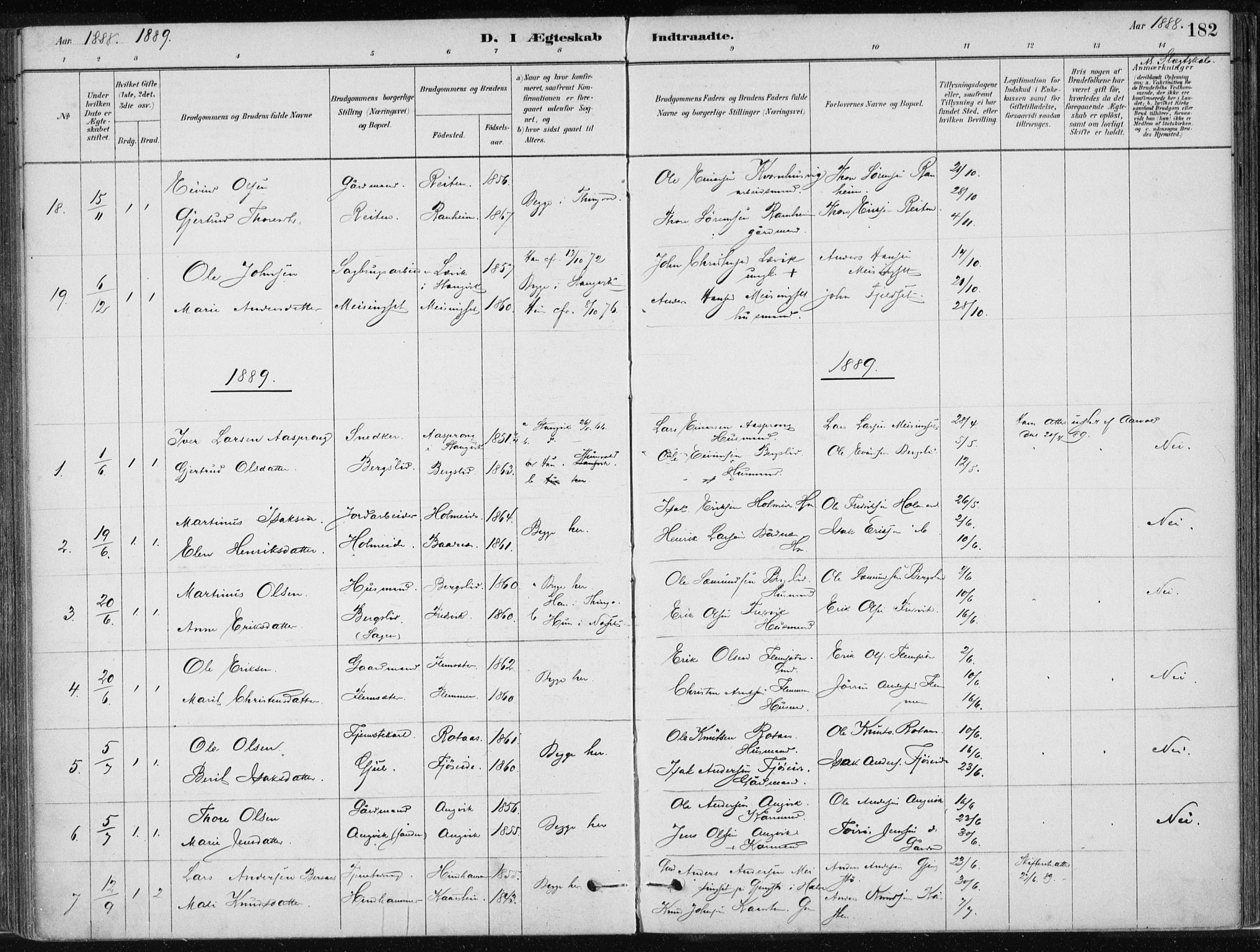 Ministerialprotokoller, klokkerbøker og fødselsregistre - Møre og Romsdal, SAT/A-1454/586/L0987: Parish register (official) no. 586A13, 1879-1892, p. 182