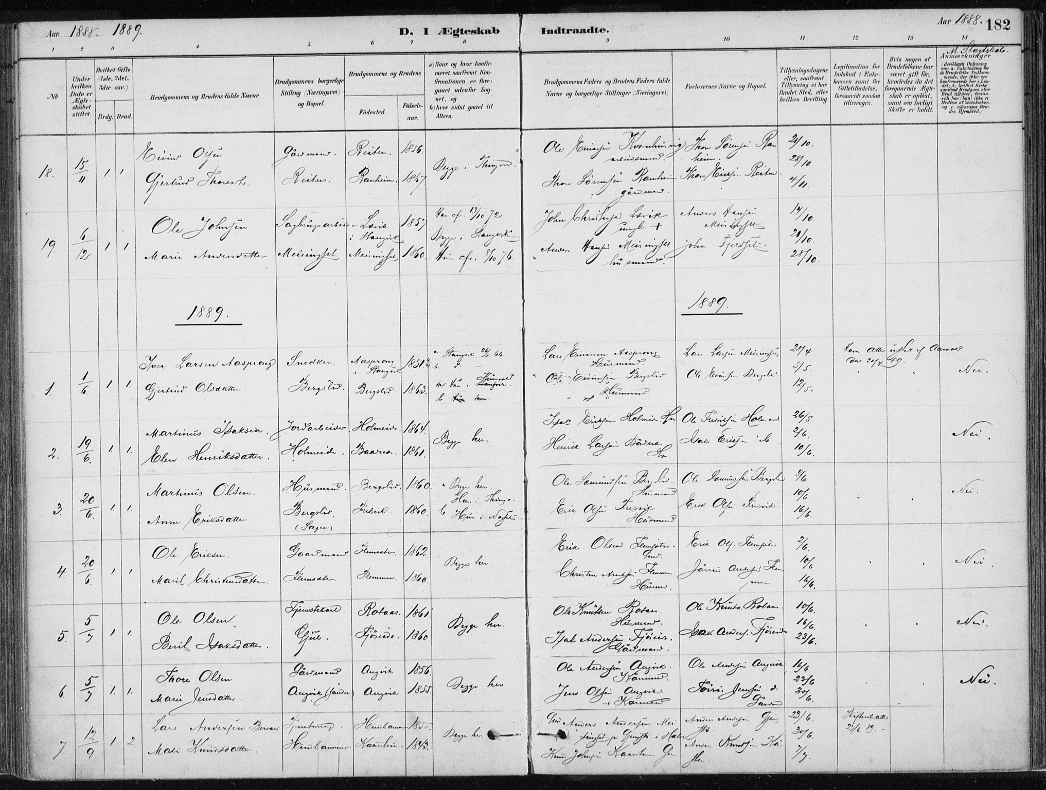 Ministerialprotokoller, klokkerbøker og fødselsregistre - Møre og Romsdal, AV/SAT-A-1454/586/L0987: Parish register (official) no. 586A13, 1879-1892, p. 182