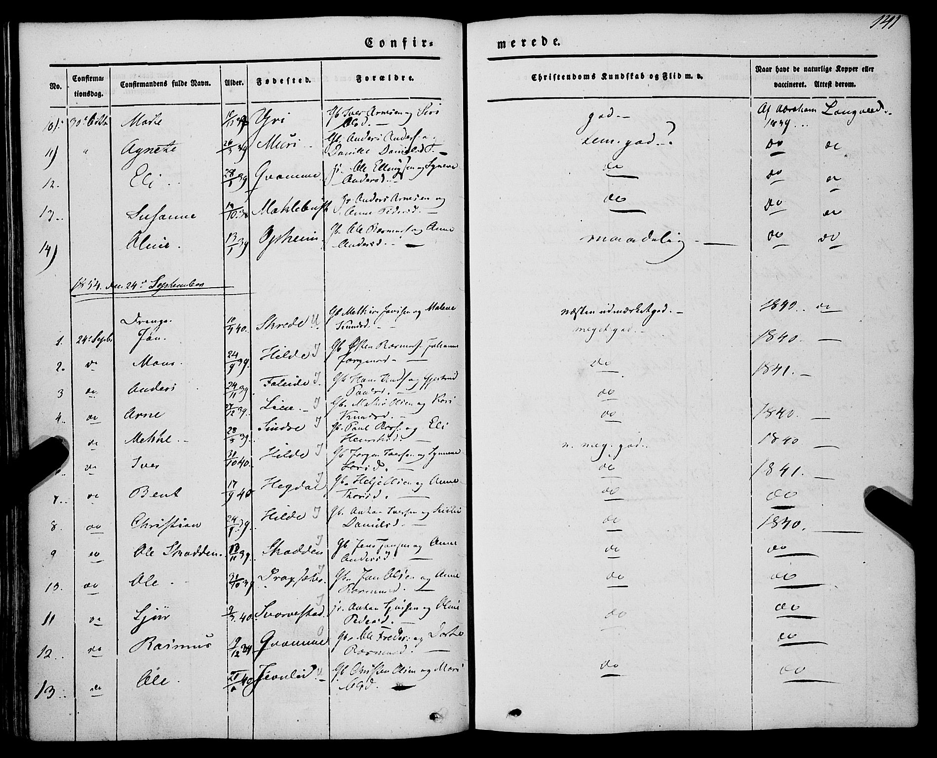 Innvik sokneprestembete, AV/SAB-A-80501: Parish register (official) no. A 5, 1847-1865, p. 141