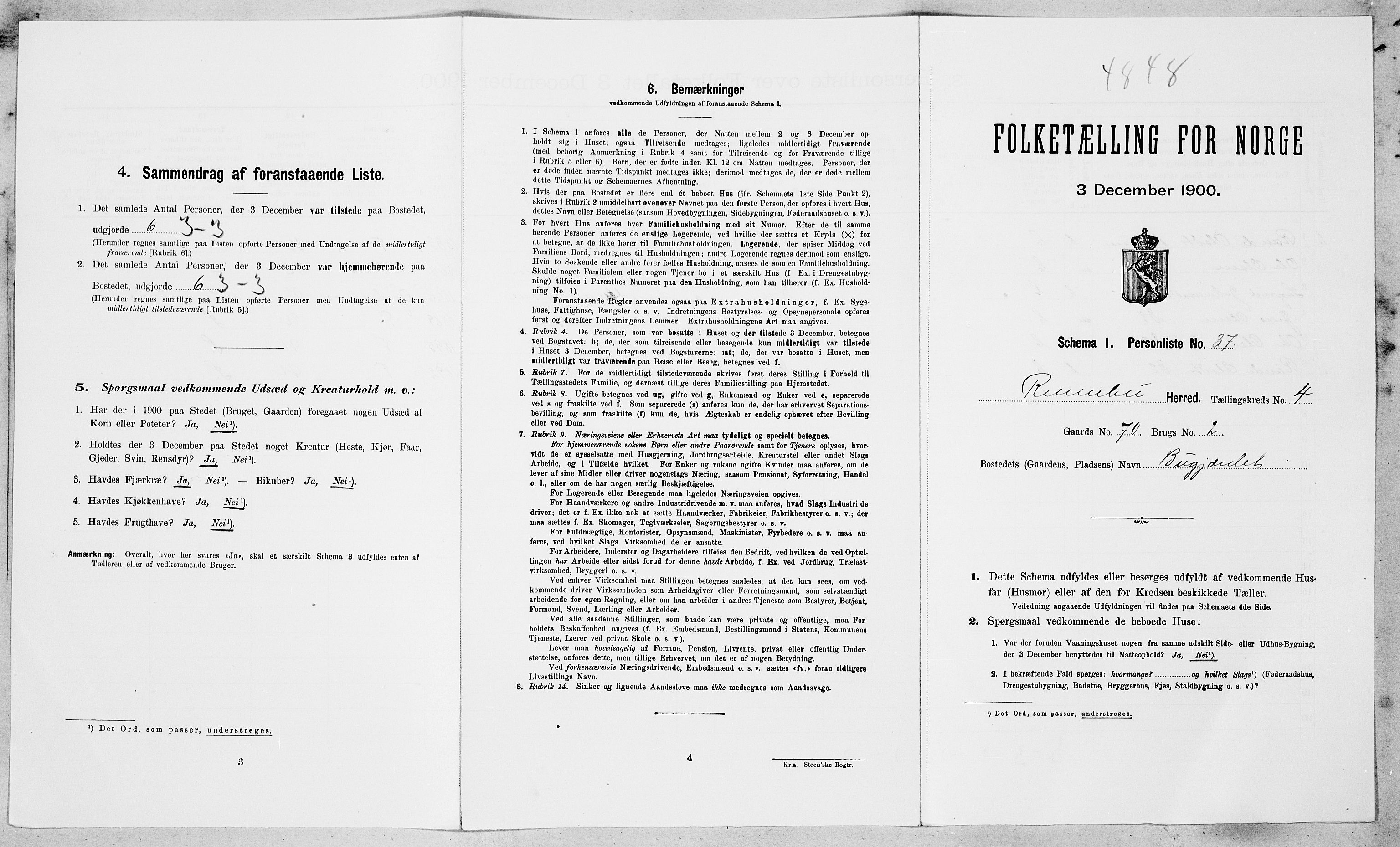 SAT, 1900 census for Rennebu, 1900, p. 646