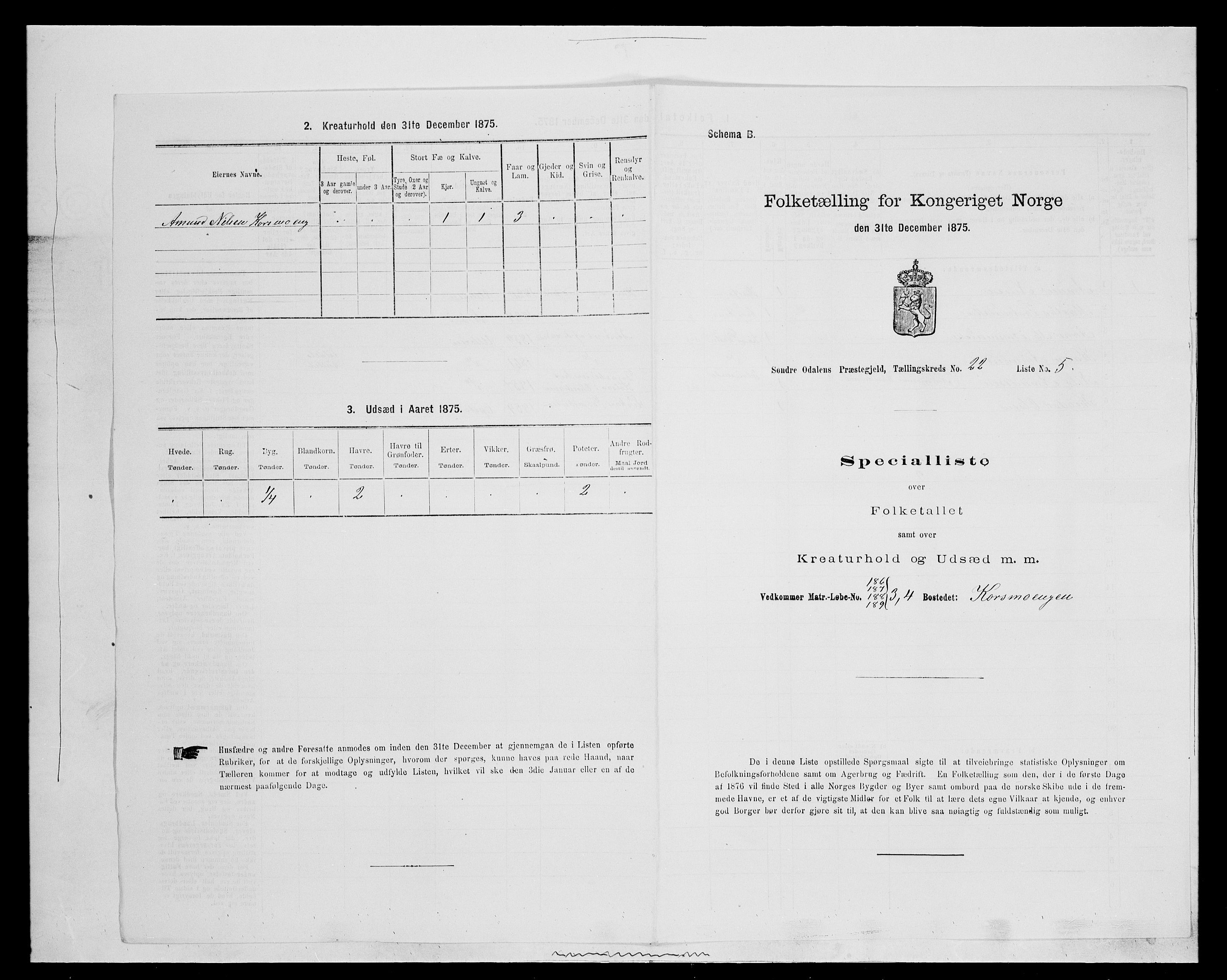 SAH, 1875 census for 0419P Sør-Odal, 1875, p. 1884