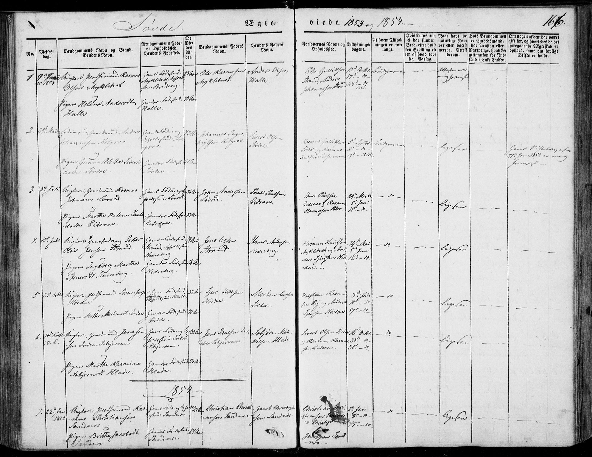 Ministerialprotokoller, klokkerbøker og fødselsregistre - Møre og Romsdal, SAT/A-1454/502/L0023: Parish register (official) no. 502A01, 1844-1873, p. 166