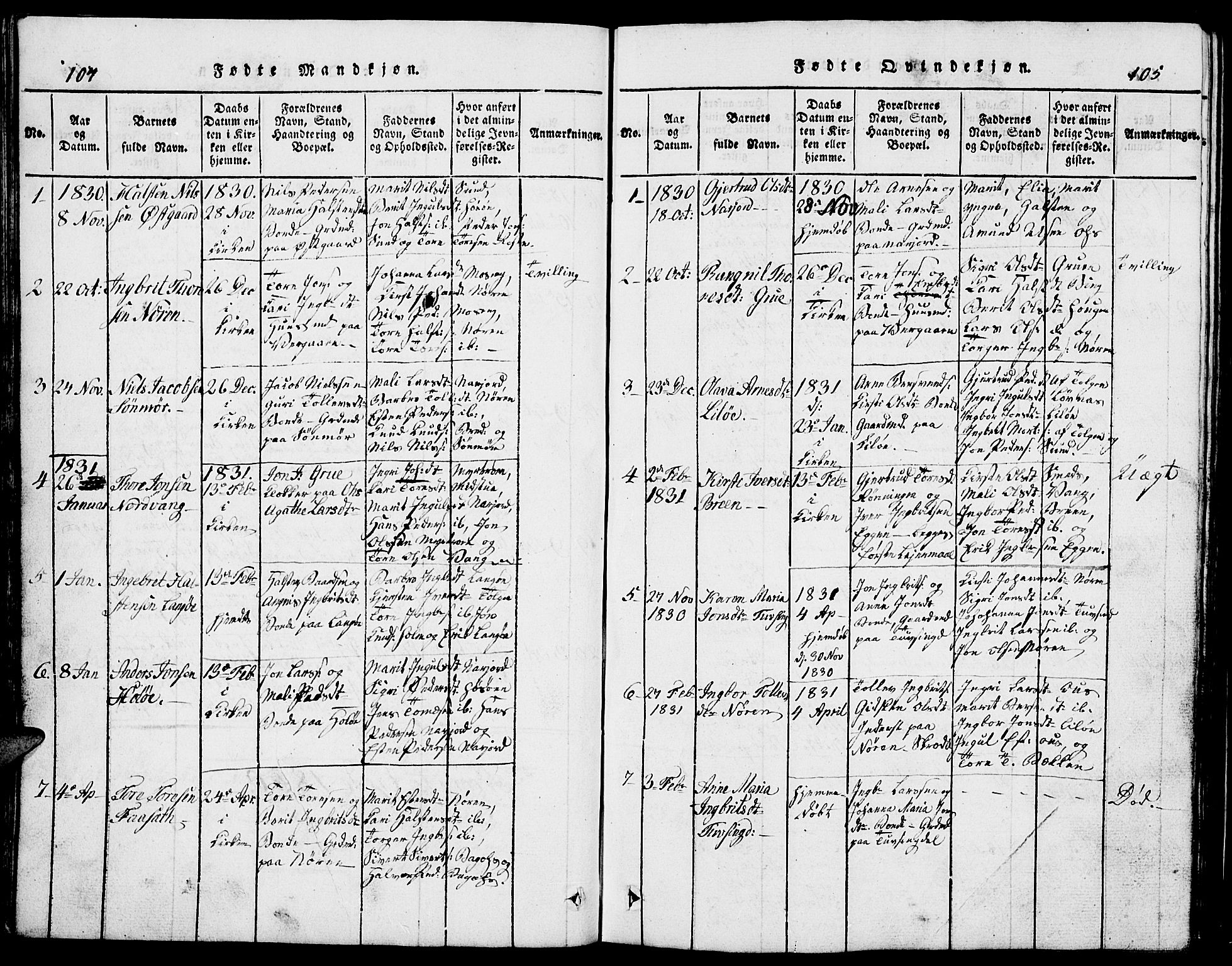 Tolga prestekontor, AV/SAH-PREST-062/L/L0002: Parish register (copy) no. 2, 1815-1844, p. 104-105