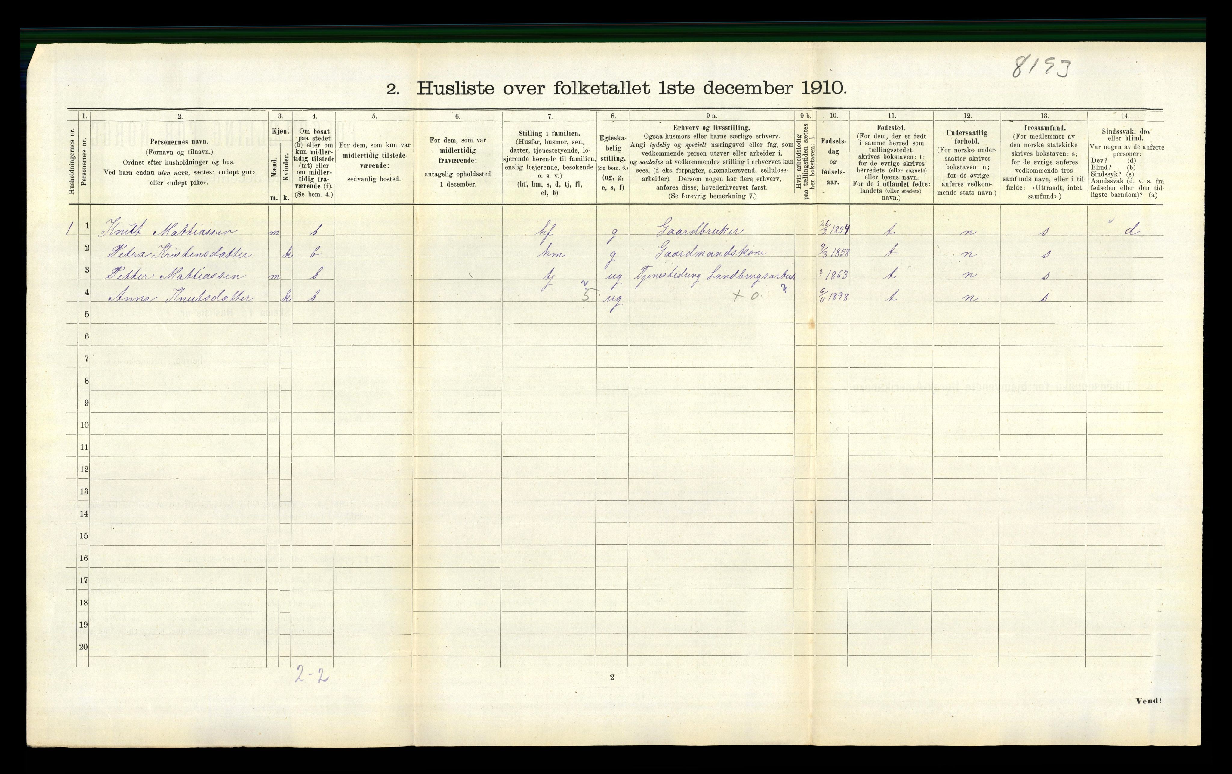 RA, 1910 census for Vanylven, 1910, p. 490