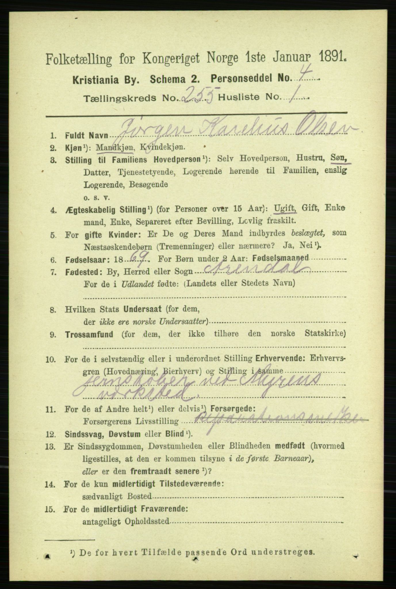 RA, 1891 census for 0301 Kristiania, 1891, p. 155095