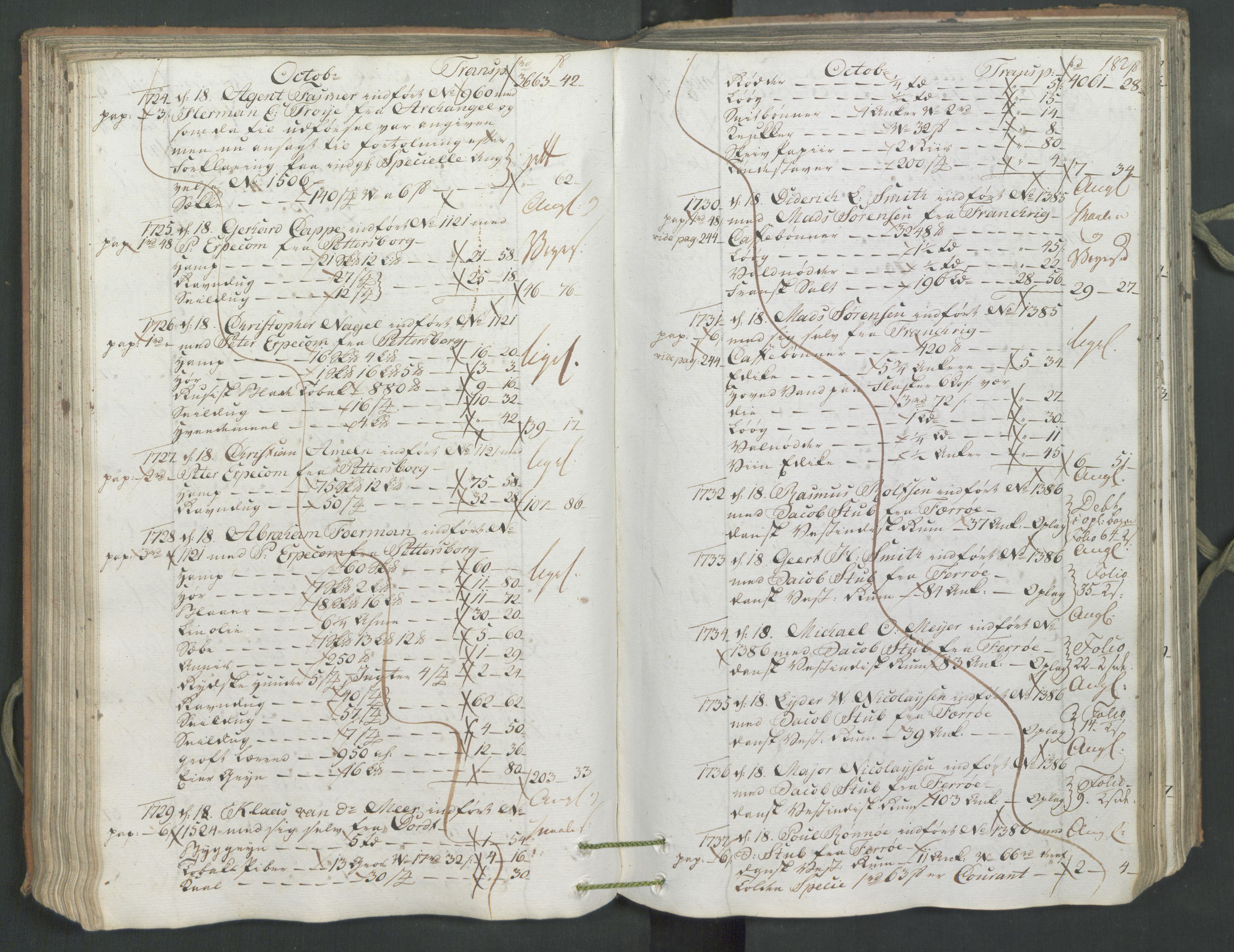 Generaltollkammeret, tollregnskaper, AV/RA-EA-5490/R26/L0222/0001: Tollregnskaper Bergen A / Inngående hovedtollbok, 1786, p. 181b-182a