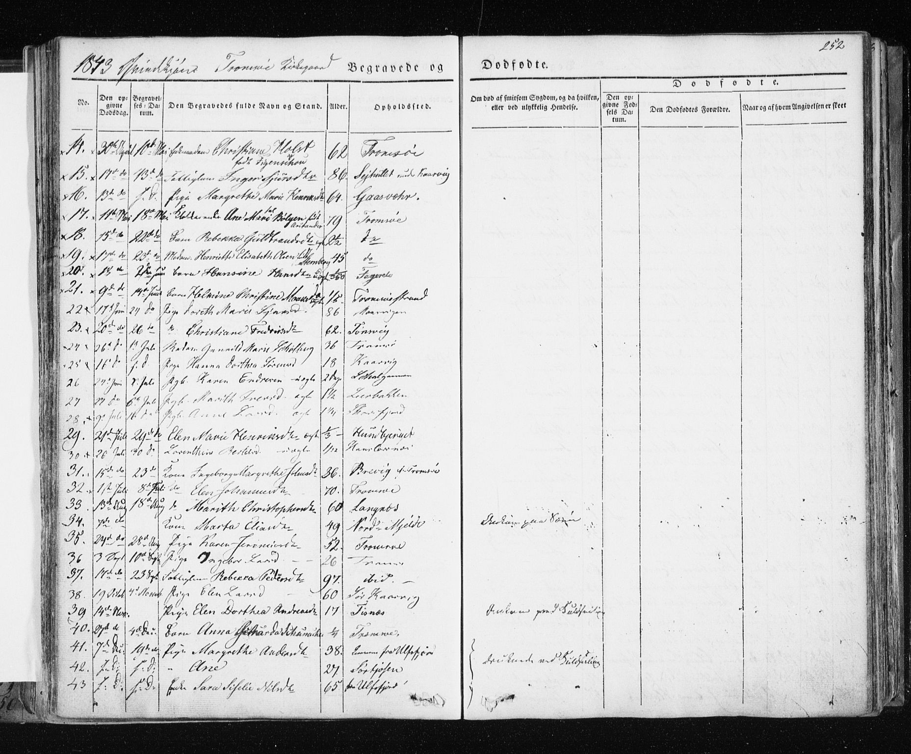 Tromsø sokneprestkontor/stiftsprosti/domprosti, SATØ/S-1343/G/Ga/L0009kirke: Parish register (official) no. 9, 1837-1847, p. 252