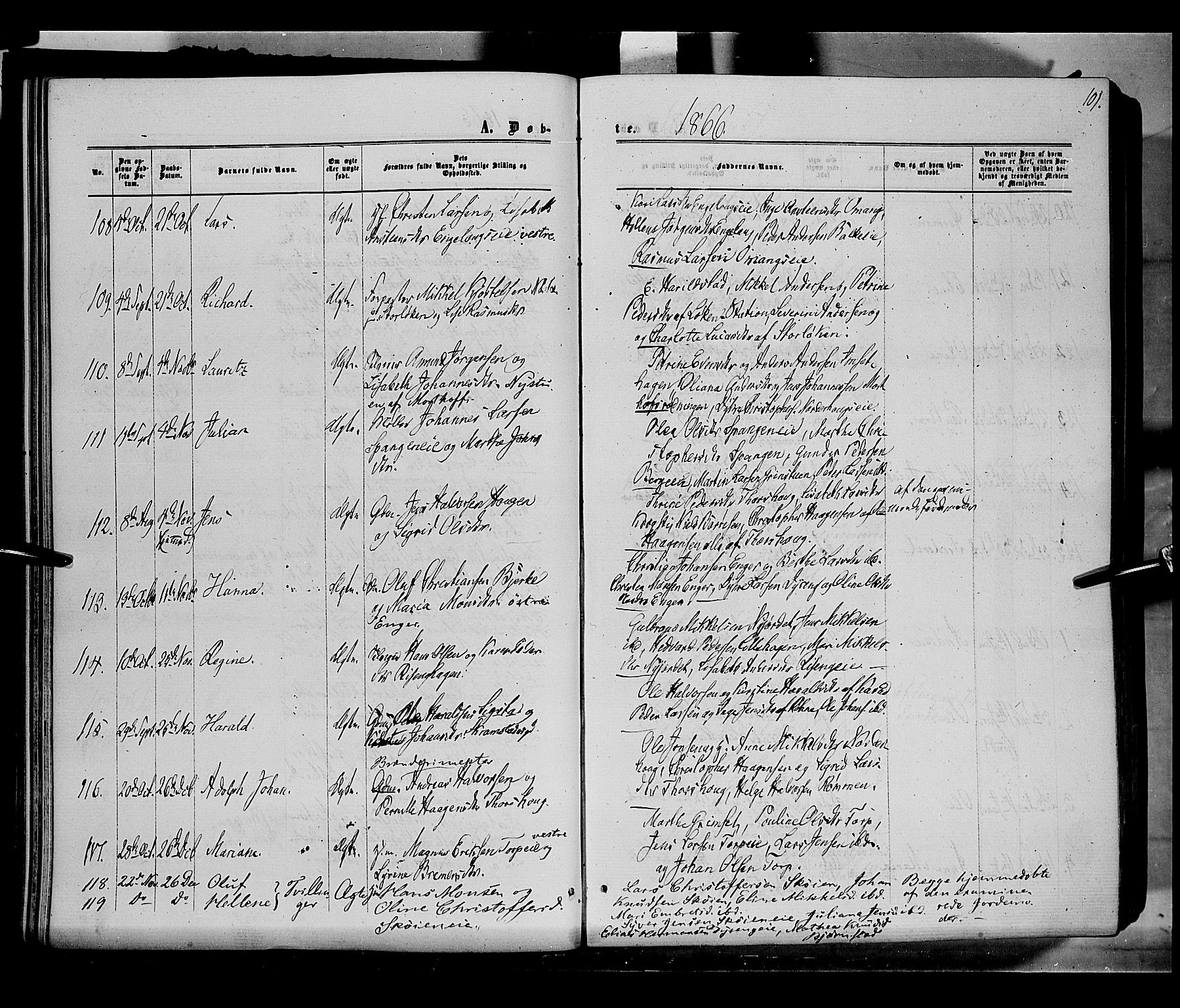 Løten prestekontor, AV/SAH-PREST-022/K/Ka/L0008: Parish register (official) no. 8, 1860-1877, p. 101