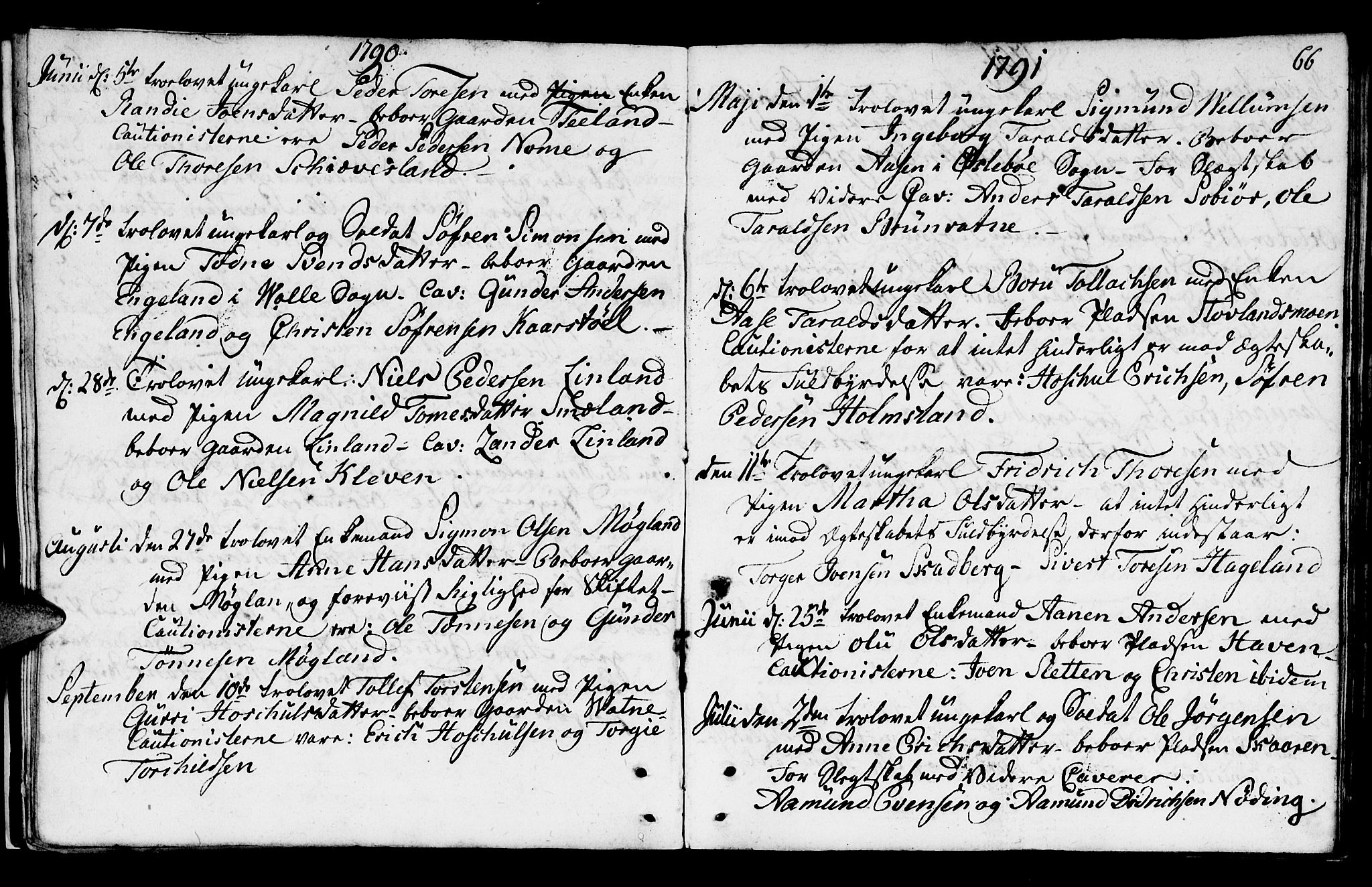 Mandal sokneprestkontor, SAK/1111-0030/F/Fa/Fab/L0001: Parish register (official) no. A 1, 1720-1793, p. 66