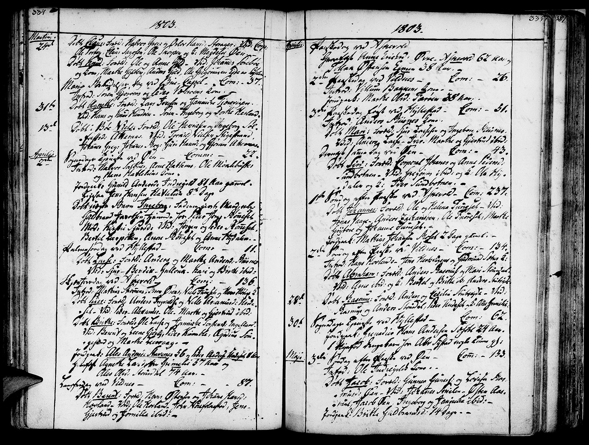 Askvoll sokneprestembete, AV/SAB-A-79501/H/Haa/Haaa/L0009: Parish register (official) no. A 9, 1776-1821, p. 334-335