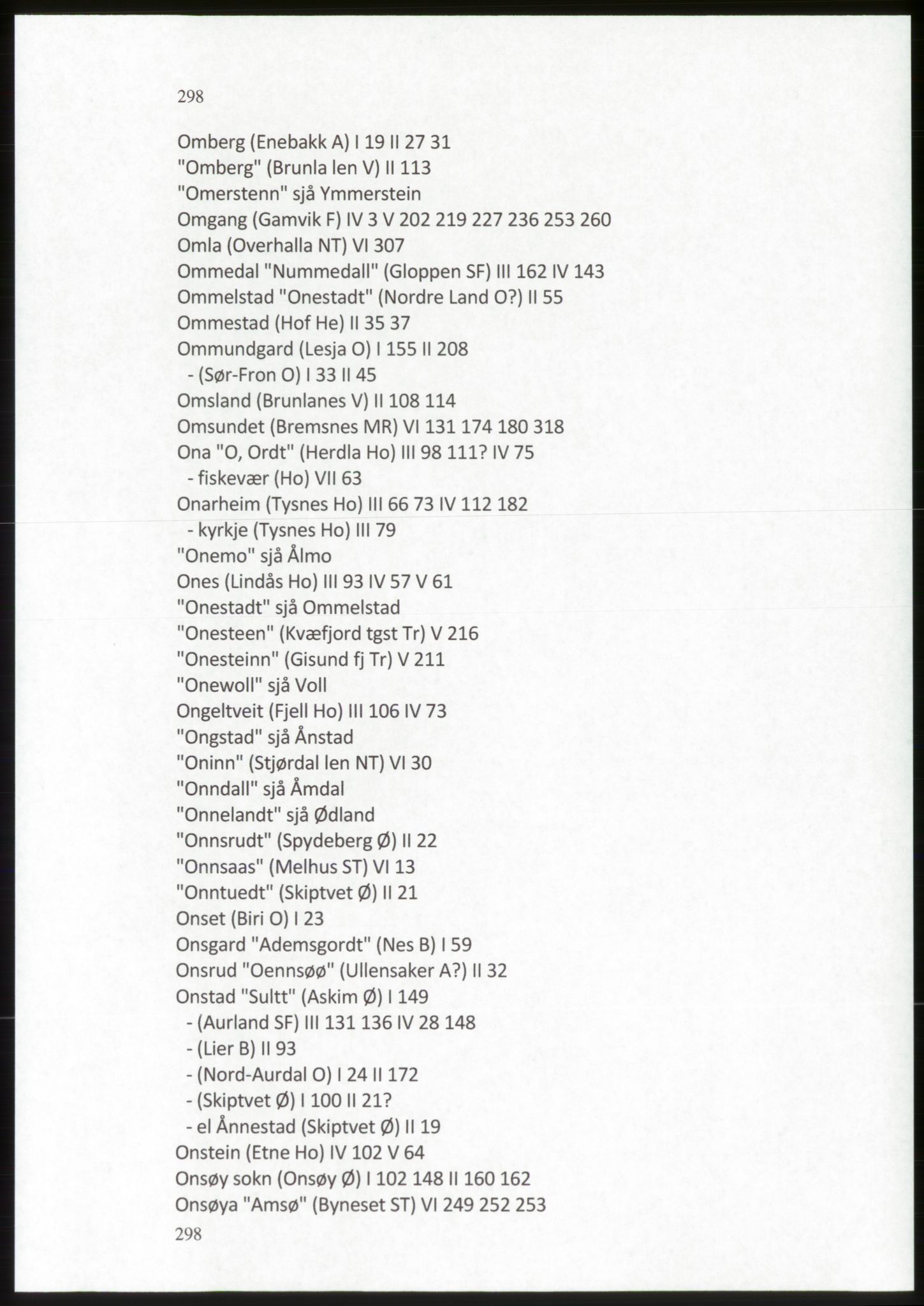 Publikasjoner utgitt av Arkivverket, PUBL/PUBL-001/C/0009: Stedsnavnregister, 1548-1567, p. 298