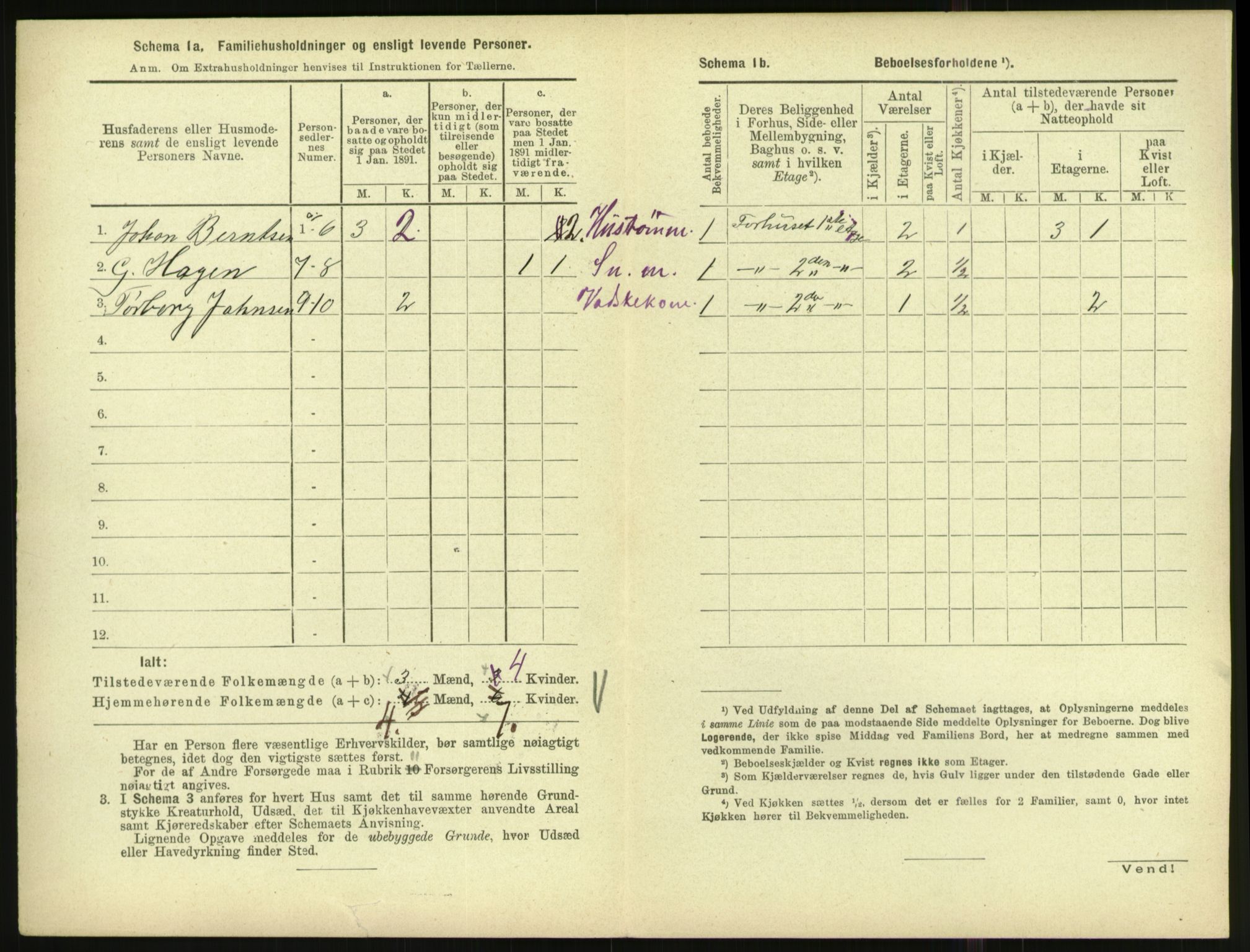 RA, 1891 census for 1001 Kristiansand, 1891, p. 1705