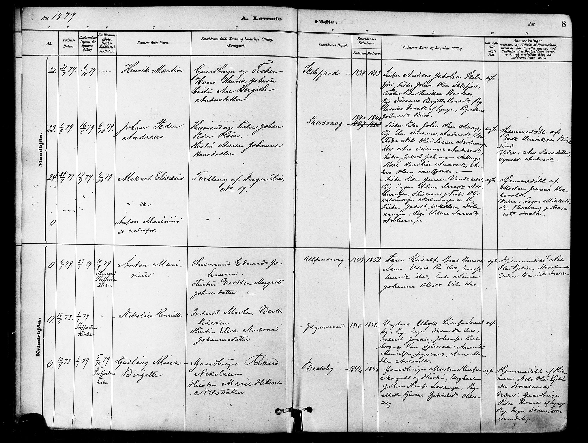 Karlsøy sokneprestembete, SATØ/S-1299/H/Ha/Haa/L0006kirke: Parish register (official) no. 6, 1879-1890, p. 8