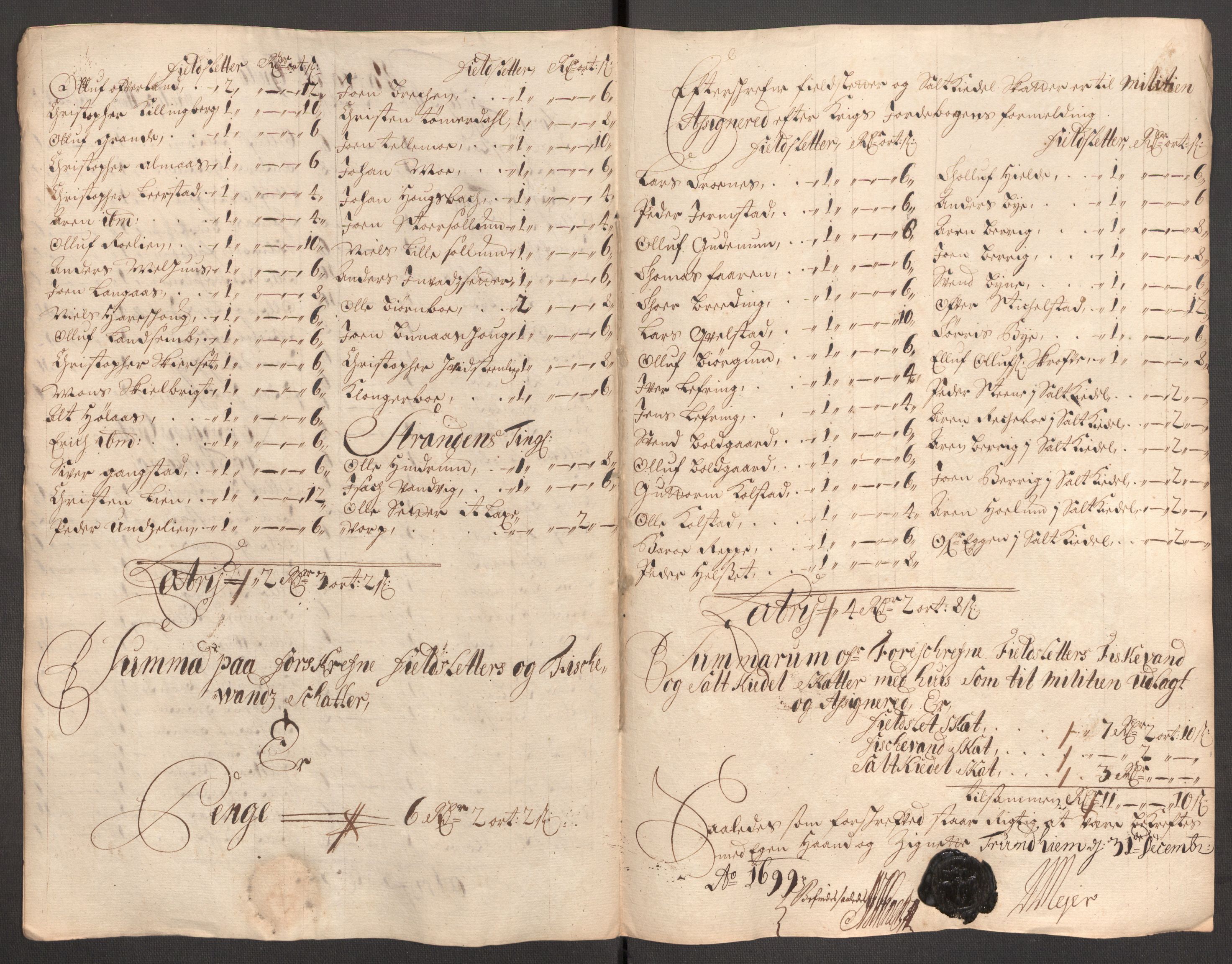 Rentekammeret inntil 1814, Reviderte regnskaper, Fogderegnskap, AV/RA-EA-4092/R62/L4191: Fogderegnskap Stjørdal og Verdal, 1699, p. 172