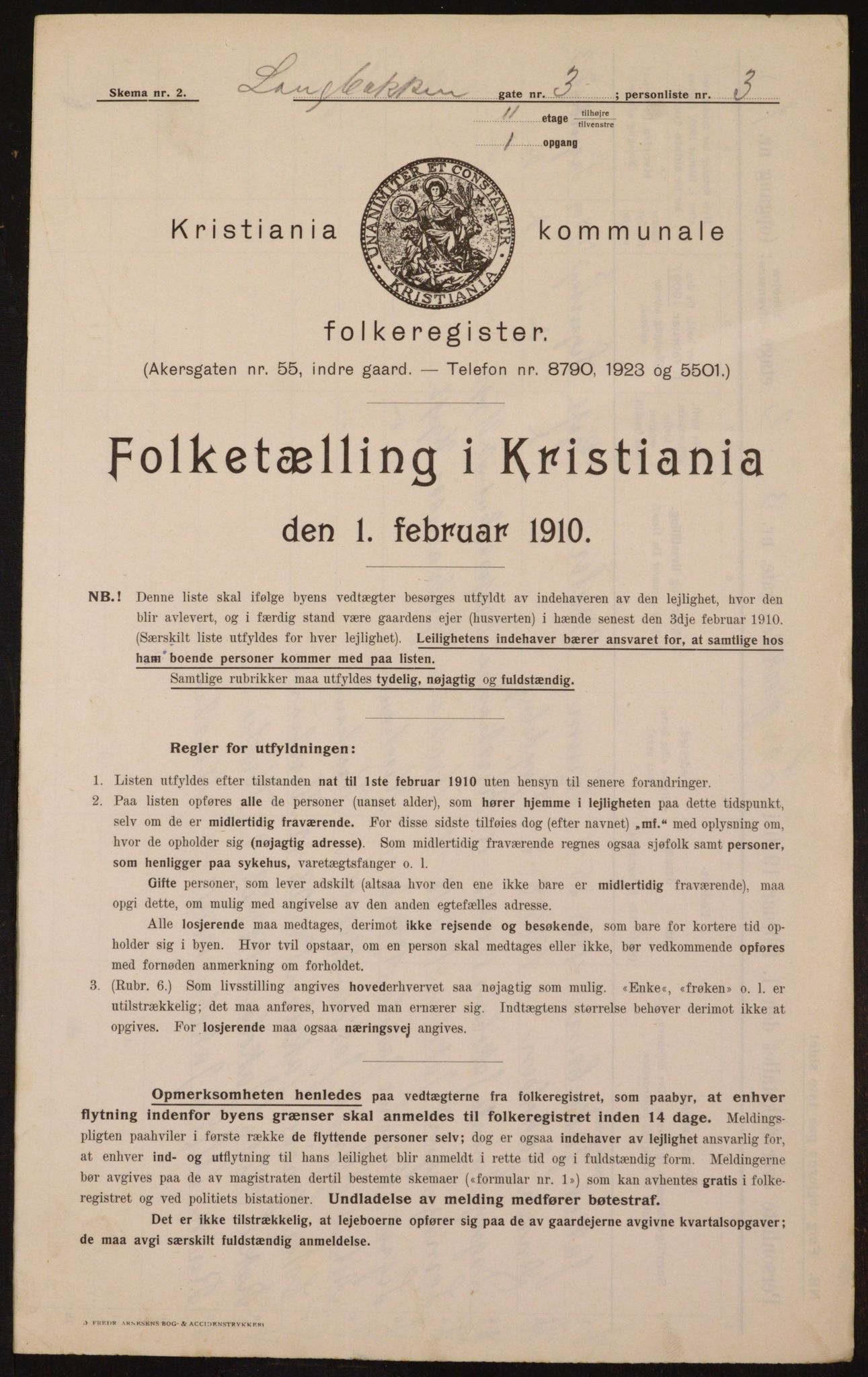 OBA, Municipal Census 1910 for Kristiania, 1910, p. 54332