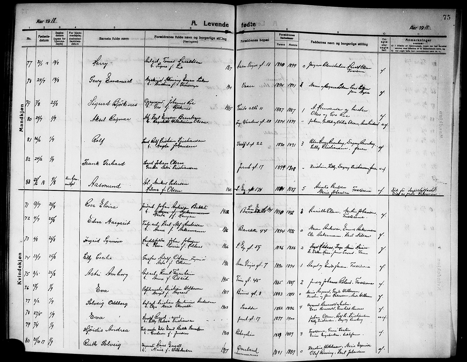 Rjukan kirkebøker, SAKO/A-294/G/Ga/L0002: Parish register (copy) no. 2, 1913-1920, p. 75