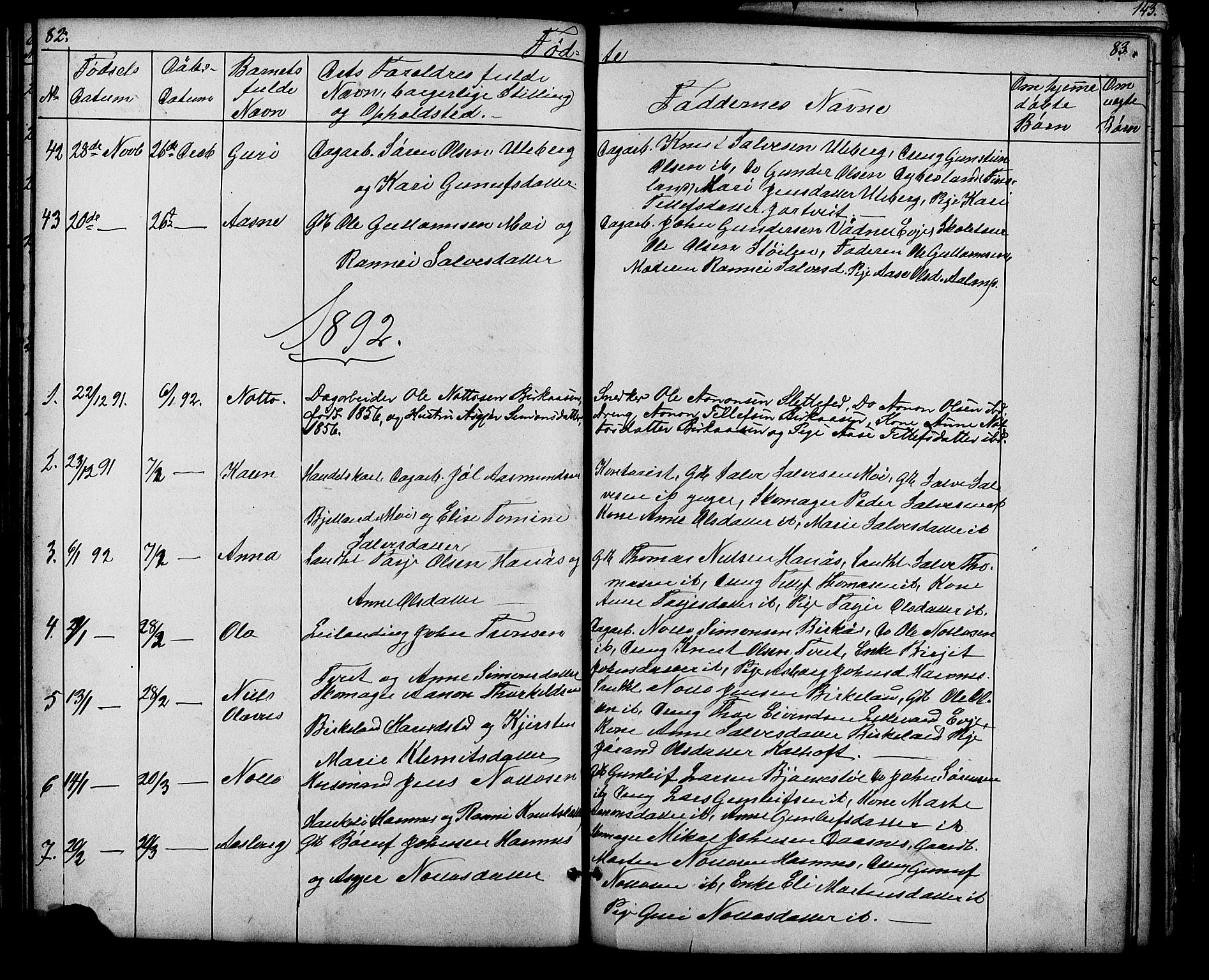 Evje sokneprestkontor, SAK/1111-0008/F/Fb/Fbb/L0002: Parish register (copy) no. B 2, 1879-1909, p. 82-83