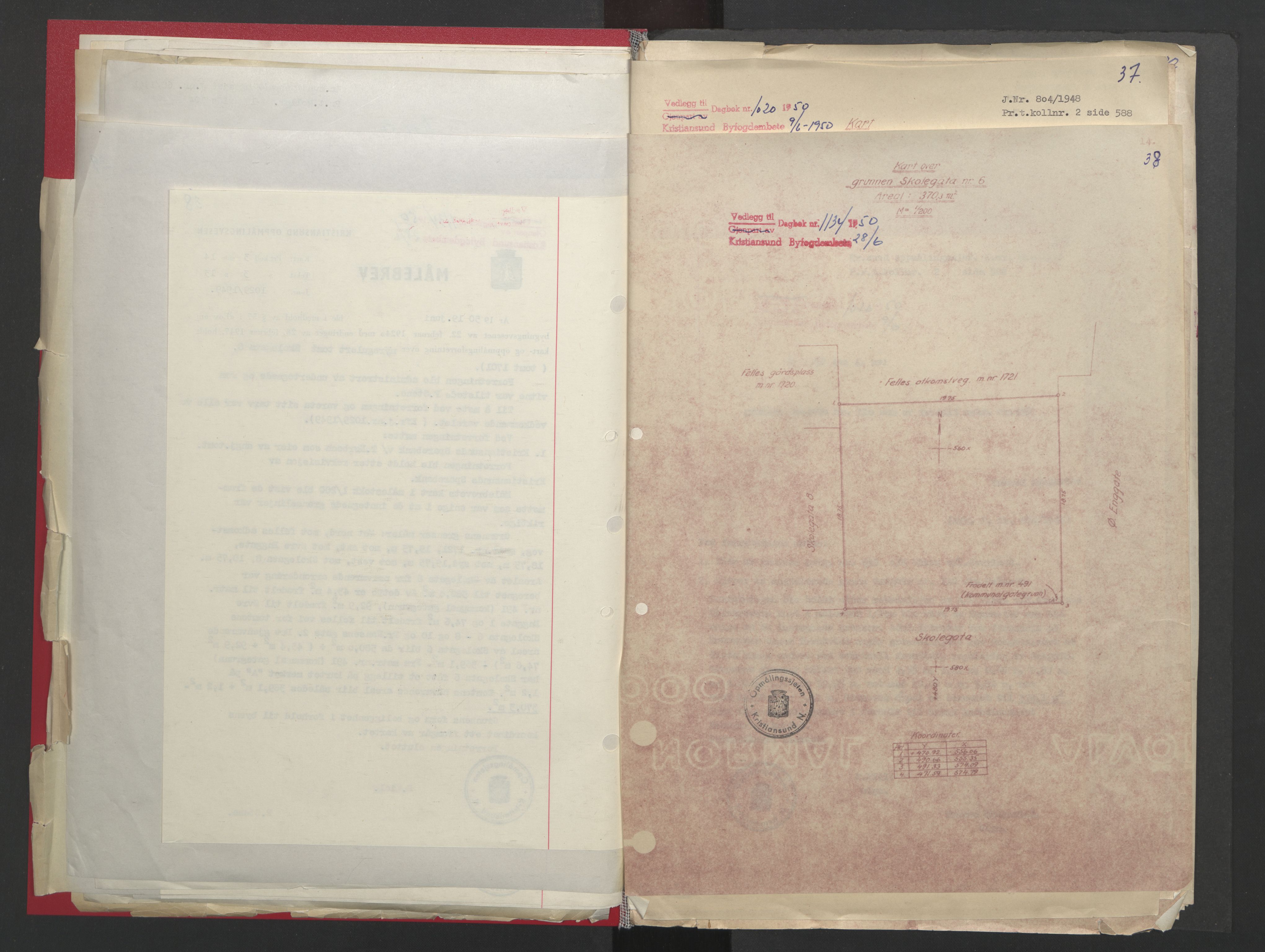 Kristiansund byfogd, AV/SAT-A-4587/A/27: Mortgage book no. 48, 1950-1950, Diary no: : 1034/1950