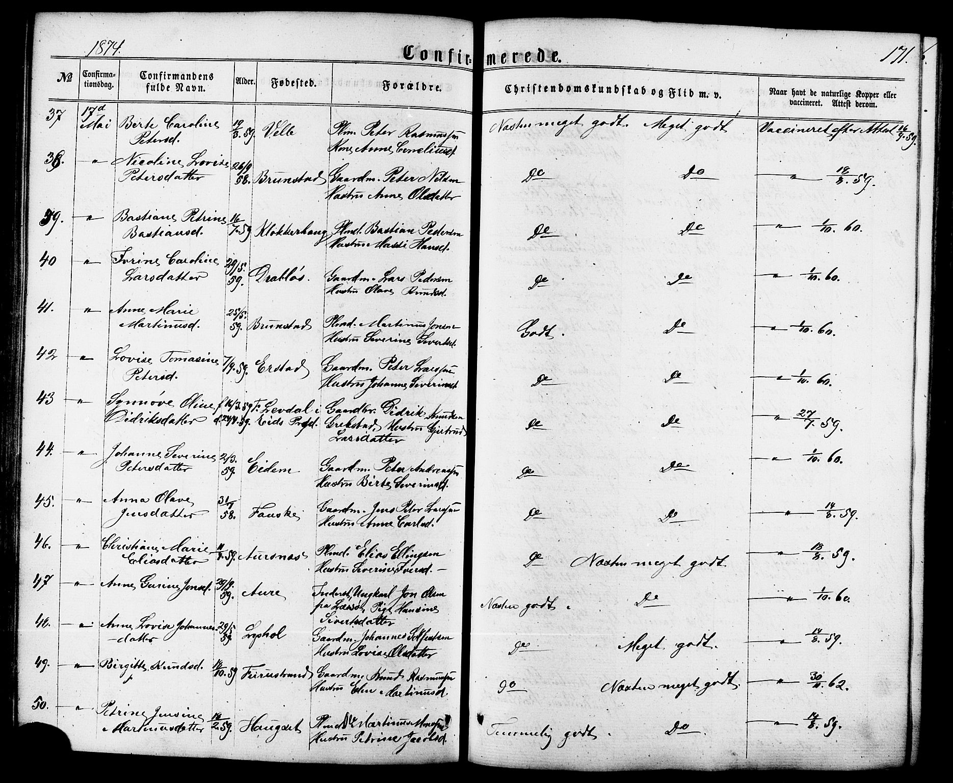 Ministerialprotokoller, klokkerbøker og fødselsregistre - Møre og Romsdal, SAT/A-1454/522/L0314: Parish register (official) no. 522A09, 1863-1877, p. 171