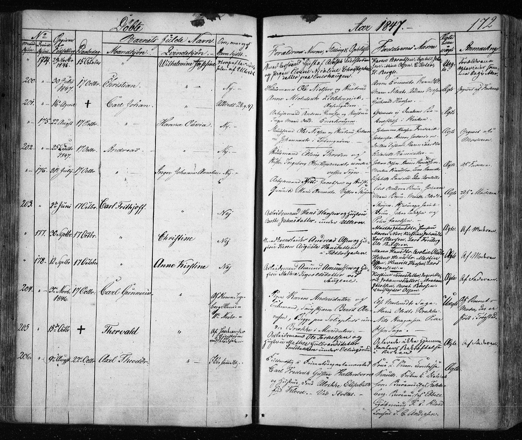 Aker prestekontor kirkebøker, SAO/A-10861/F/L0019: Parish register (official) no. 19, 1842-1852, p. 172