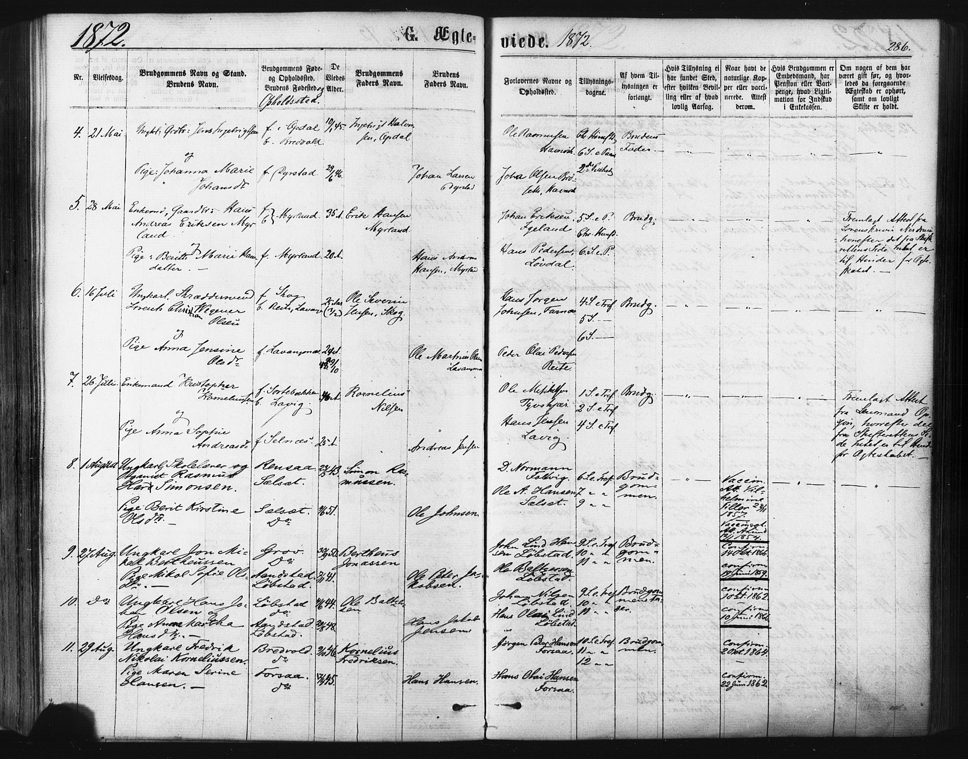 Ibestad sokneprestembete, SATØ/S-0077/H/Ha/Haa/L0010kirke: Parish register (official) no. 10, 1869-1879, p. 286