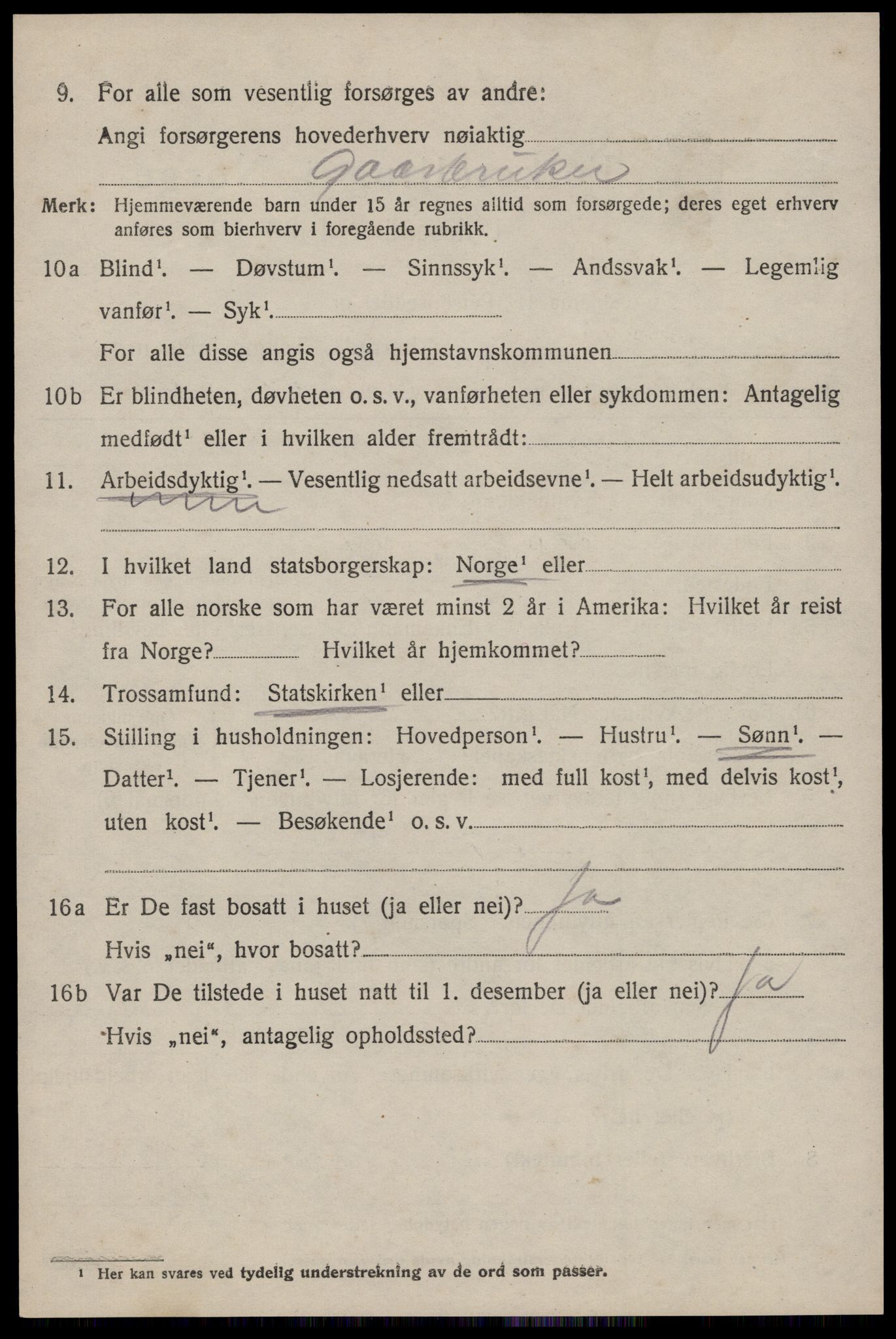 SAST, 1920 census for Varhaug, 1920, p. 4922