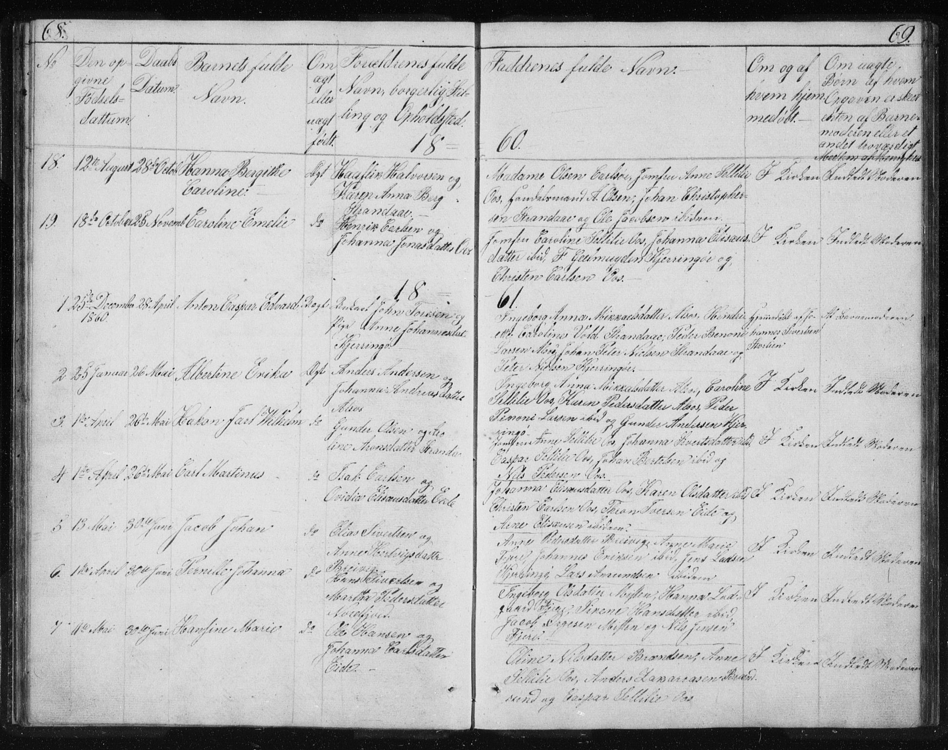 Ministerialprotokoller, klokkerbøker og fødselsregistre - Nordland, SAT/A-1459/803/L0074: Parish register (copy) no. 803C01, 1845-1866, p. 68-69