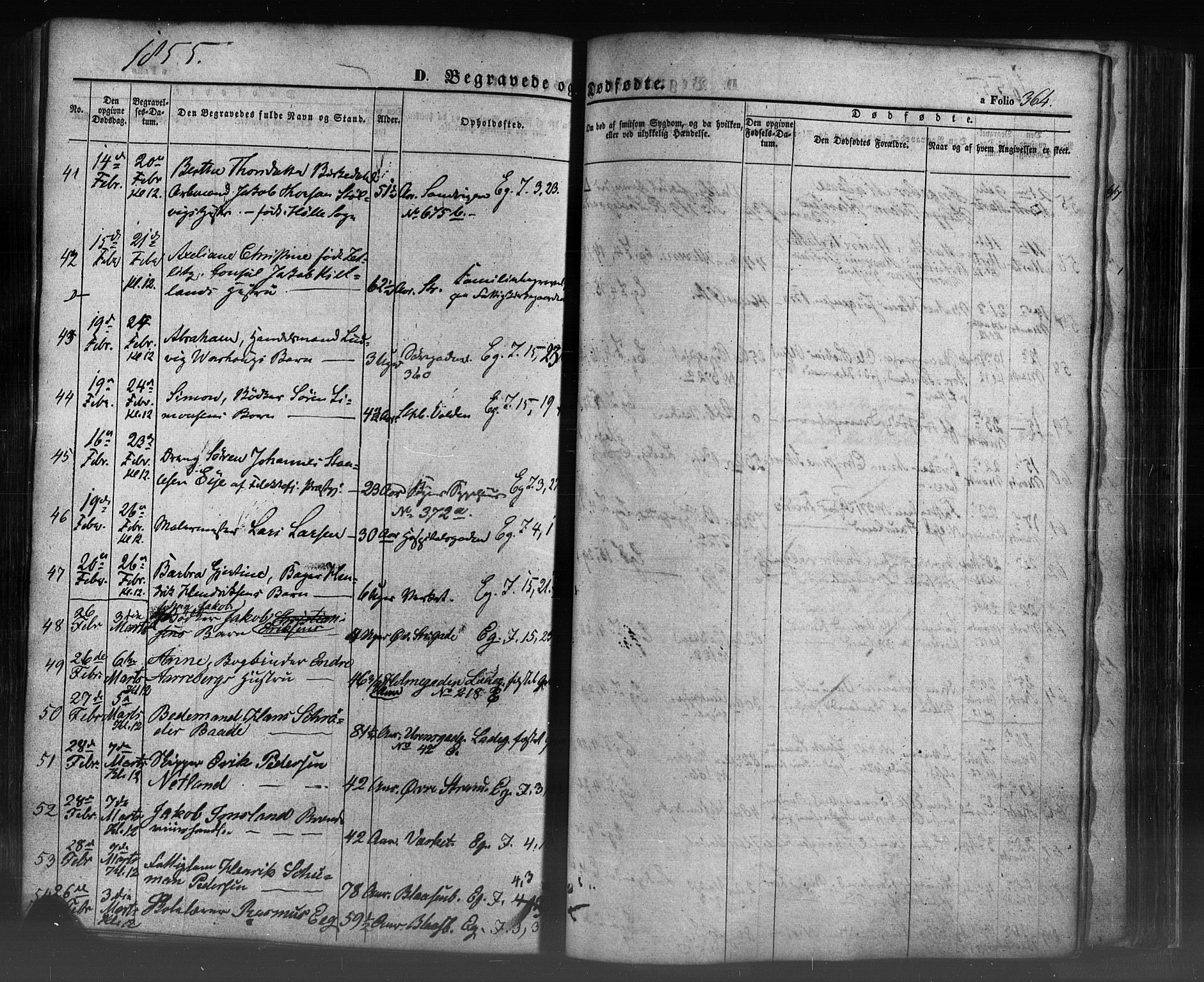 Domkirken sokneprestkontor, SAST/A-101812/001/30/30BB/L0009: Parish register (copy) no. B 9, 1850-1858, p. 364