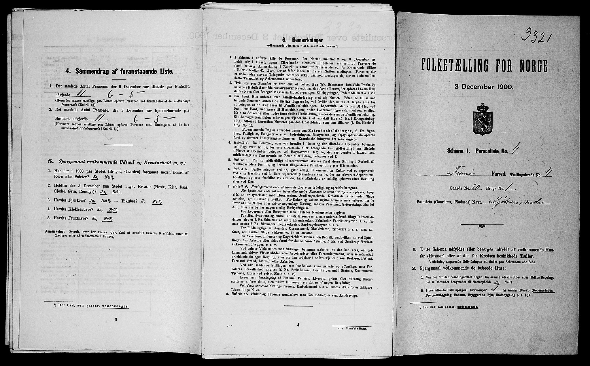 SAST, 1900 census for Finnøy, 1900, p. 287