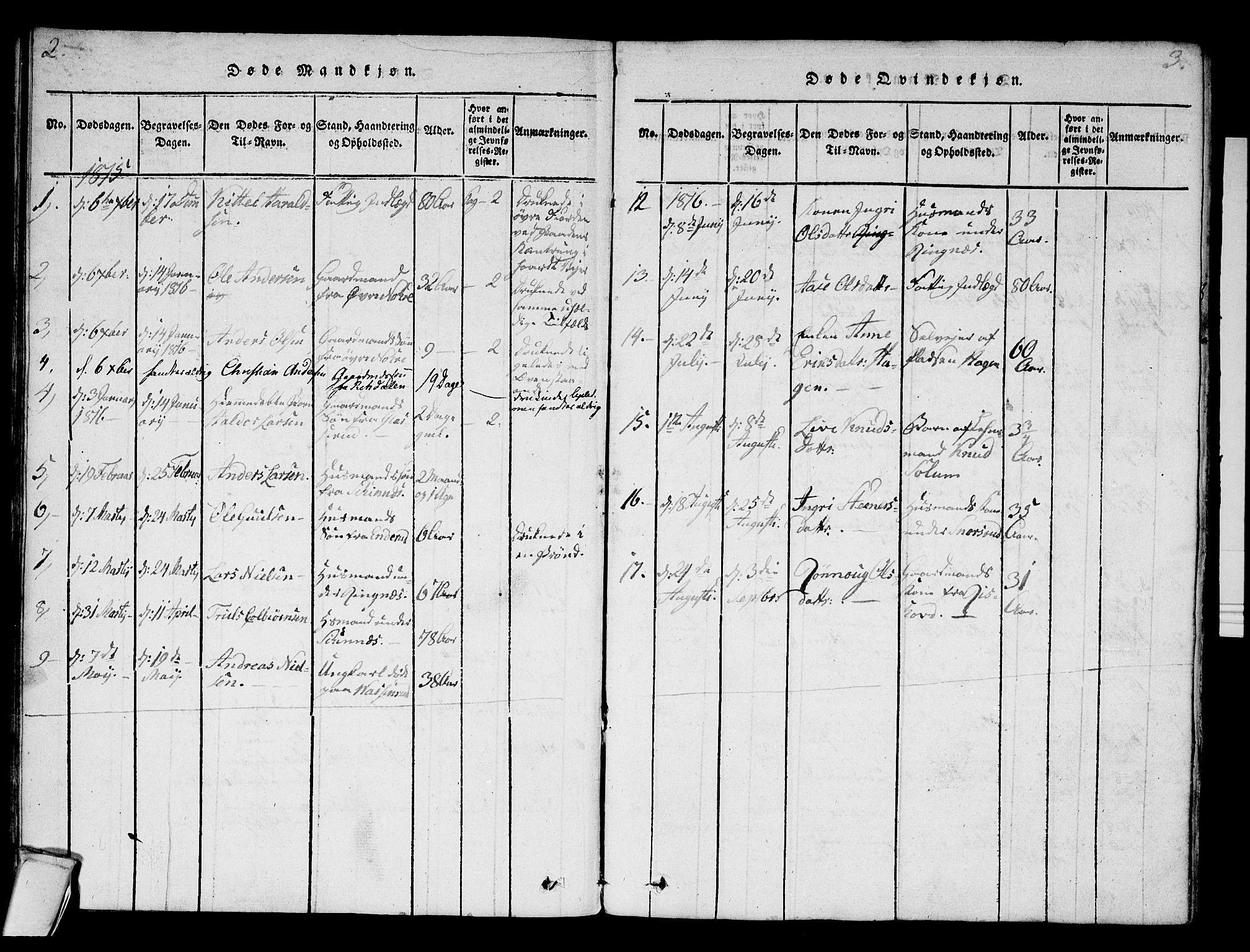 Krødsherad kirkebøker, SAKO/A-19/F/Fa/L0001: Parish register (official) no. 1, 1815-1829, p. 2-3