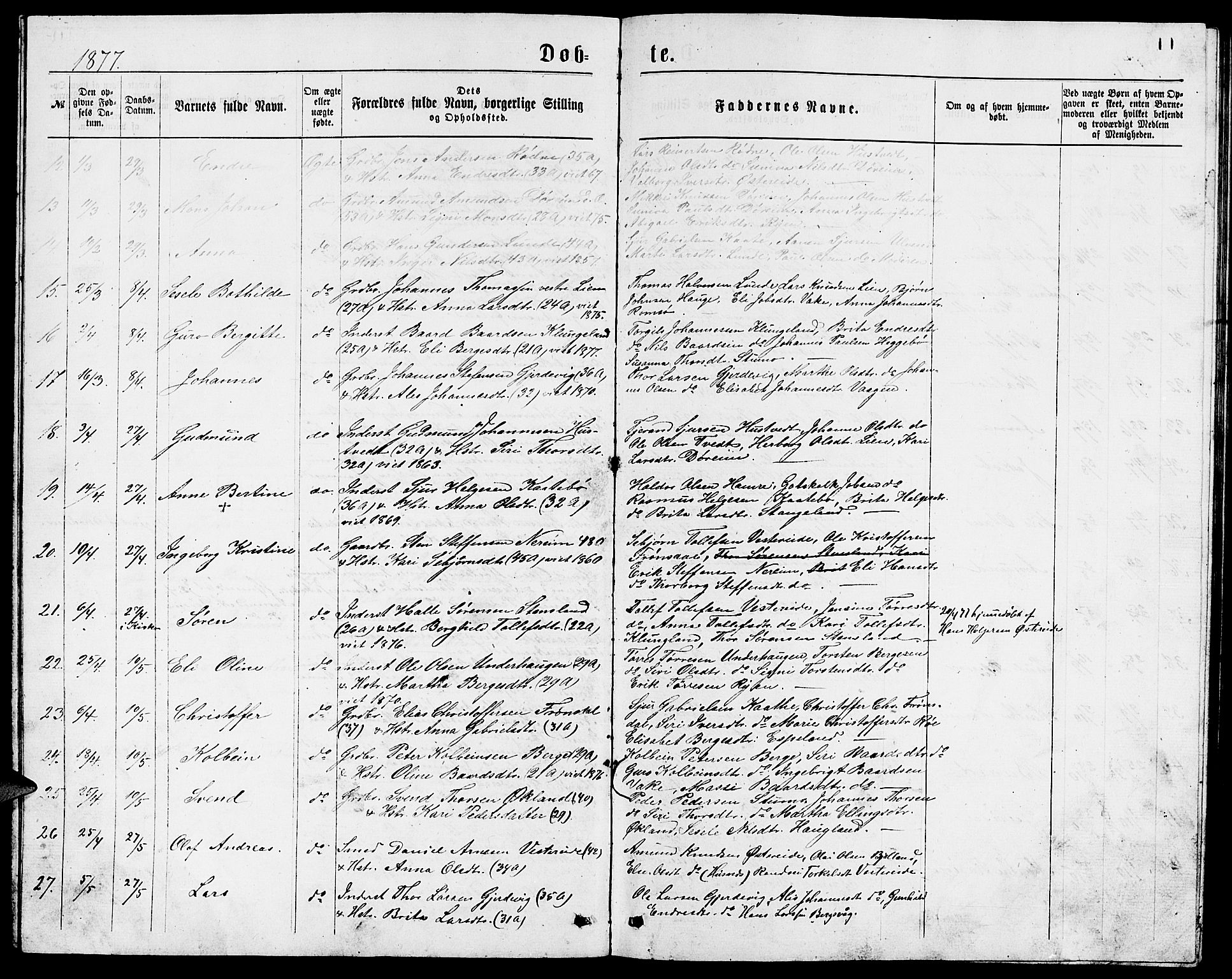 Ølen Sokneprestembete, SAB/A-79201/H/Hab: Parish register (copy) no. A 3, 1875-1888, p. 11