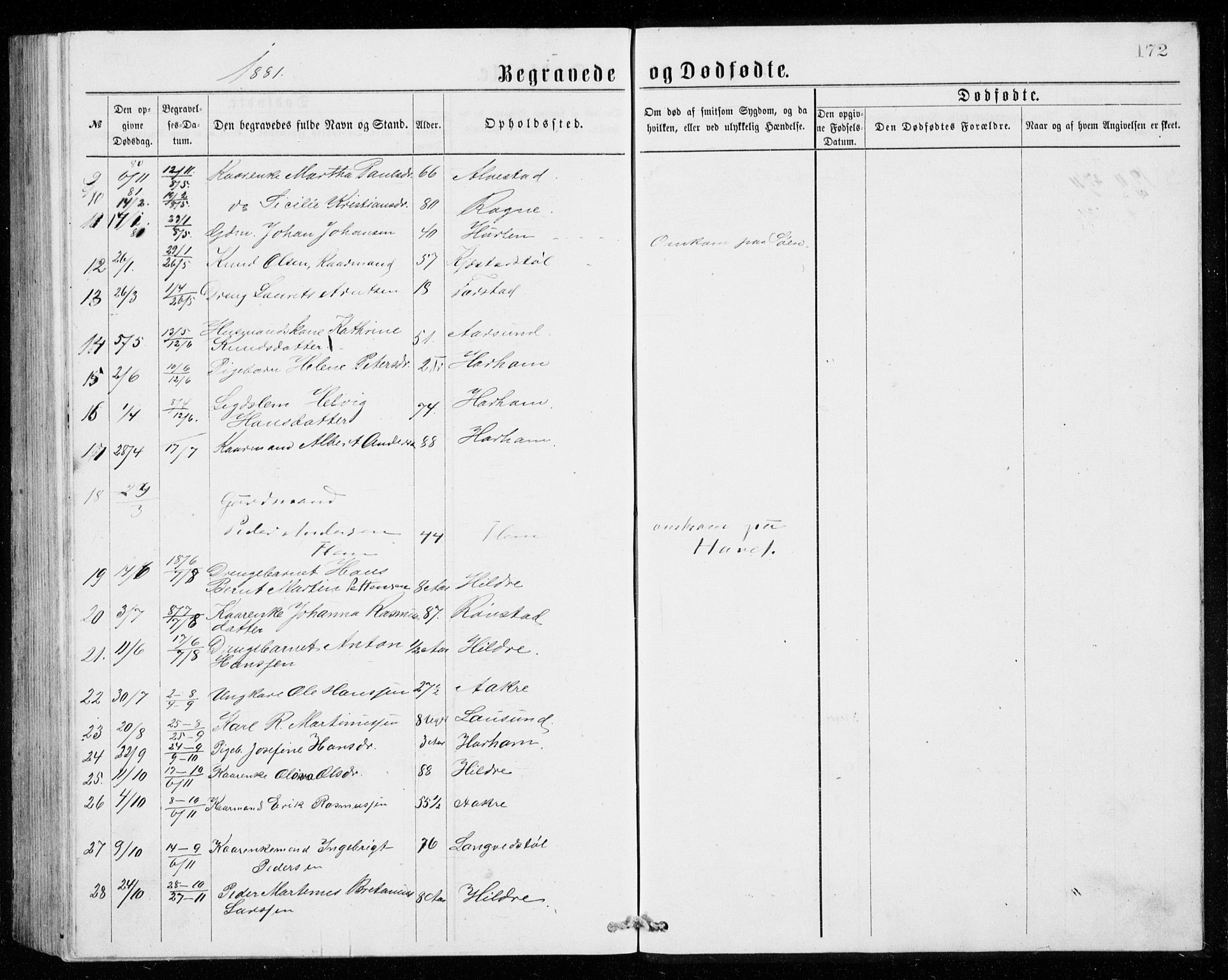 Ministerialprotokoller, klokkerbøker og fødselsregistre - Møre og Romsdal, AV/SAT-A-1454/536/L0509: Parish register (copy) no. 536C04, 1871-1881, p. 172