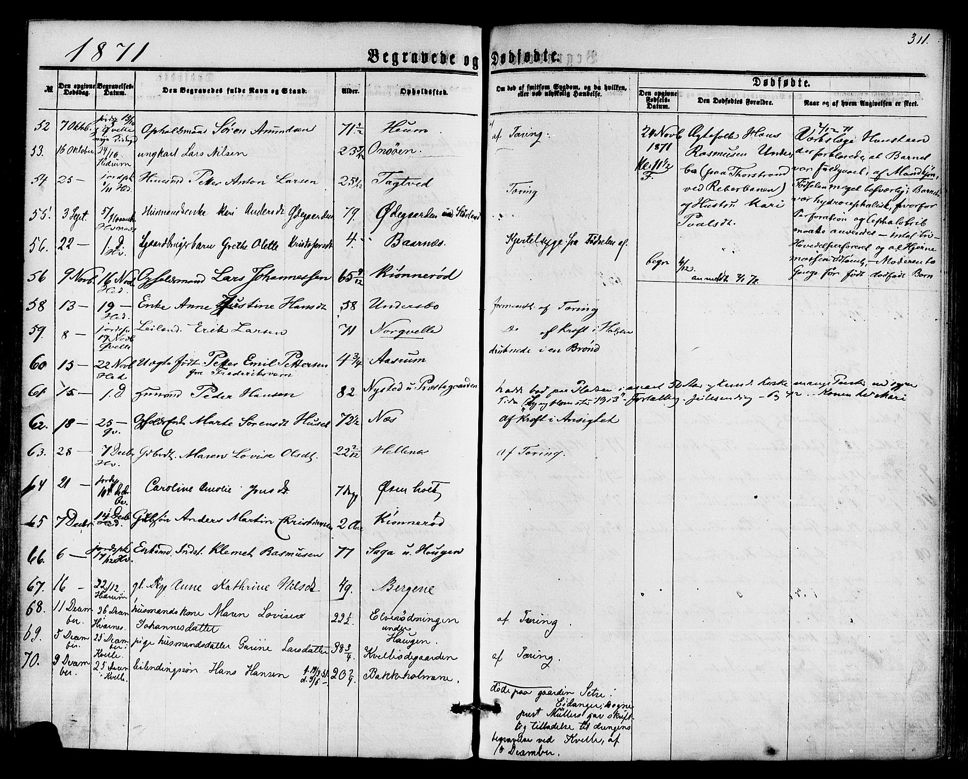 Hedrum kirkebøker, AV/SAKO-A-344/F/Fa/L0008: Parish register (official) no. I 8, 1869-1880, p. 311