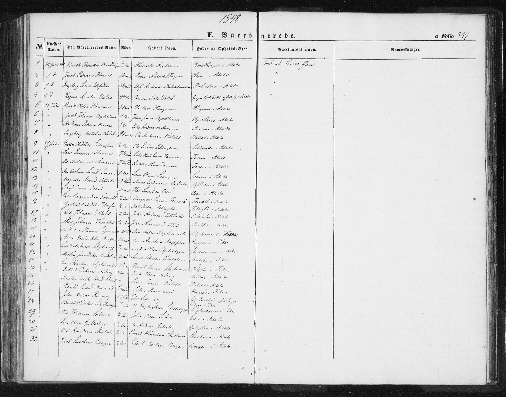 Ministerialprotokoller, klokkerbøker og fødselsregistre - Sør-Trøndelag, SAT/A-1456/618/L0441: Parish register (official) no. 618A05, 1843-1862, p. 347