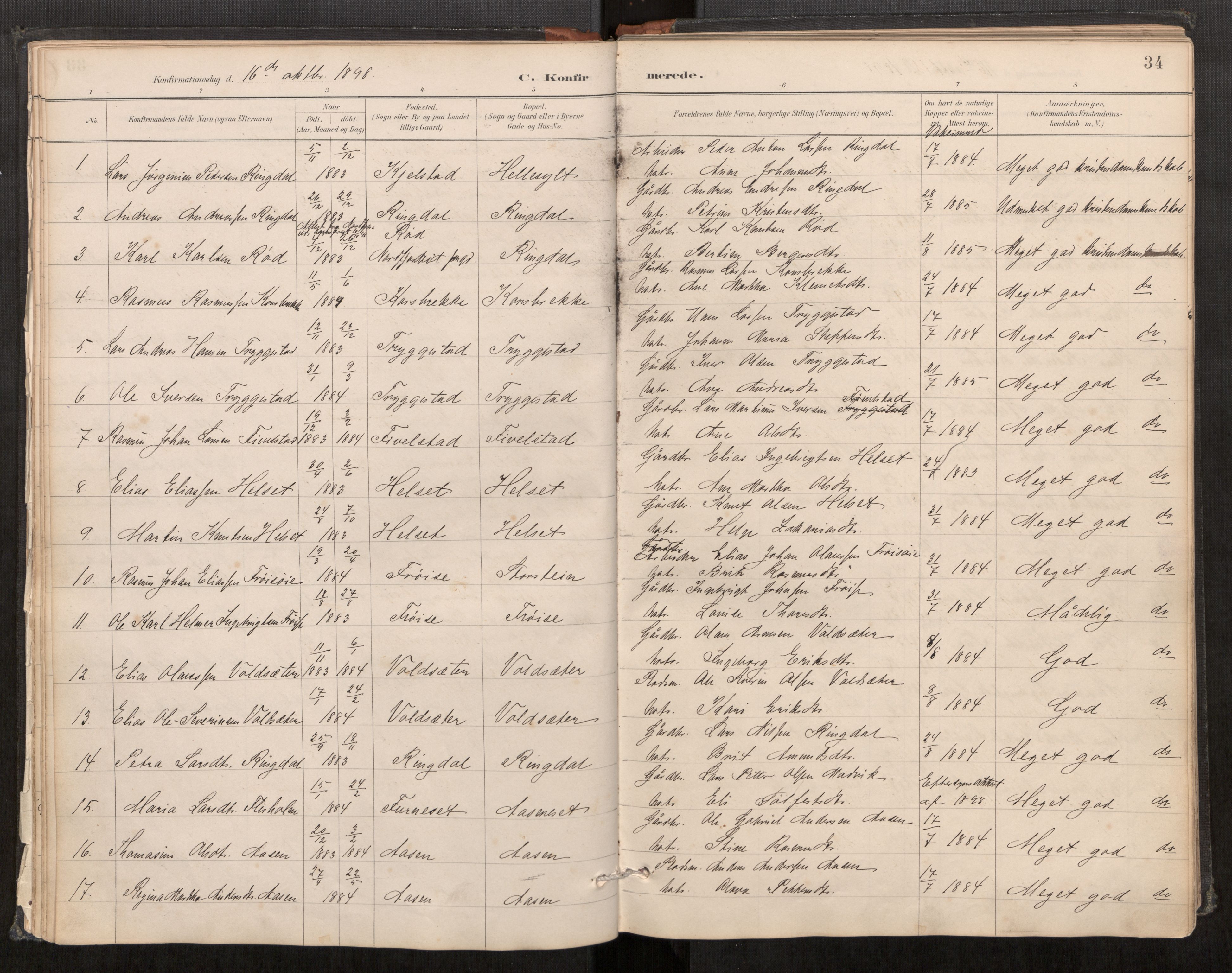 Sunnylven sokneprestkontor, SAT/A-1007: Parish register (official) no. 517A09, 1887-1910, p. 34