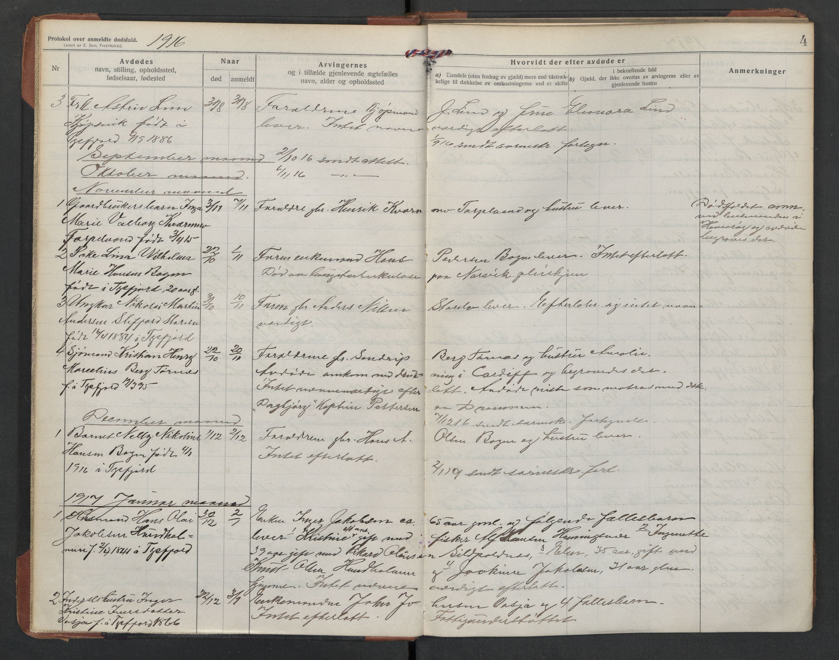 Tysfjord lensmannskontor, AV/SAT-A-5713/1/02/L0034: Dødsfallsprotokoll, 1916-1933, p. 4