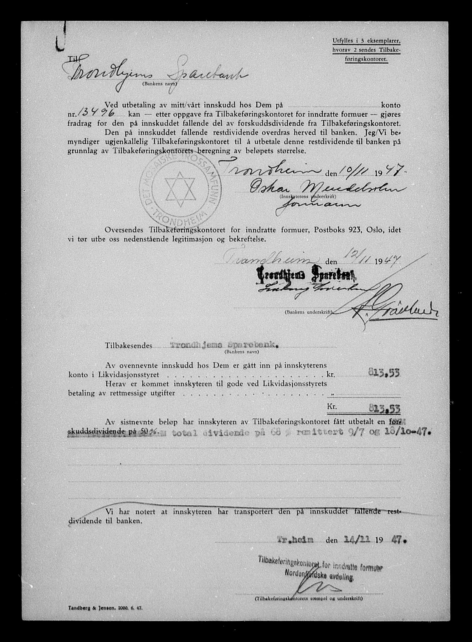 Justisdepartementet, Tilbakeføringskontoret for inndratte formuer, AV/RA-S-1564/H/Hc/Hca/L0906: --, 1945-1947, p. 219