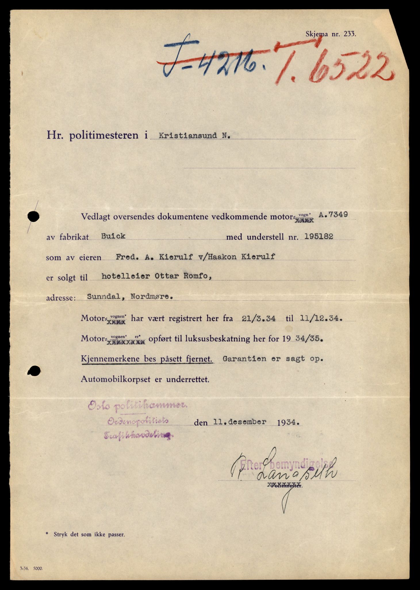 Møre og Romsdal vegkontor - Ålesund trafikkstasjon, AV/SAT-A-4099/F/Fe/L0044: Registreringskort for kjøretøy T 14205 - T 14319, 1927-1998, p. 2535