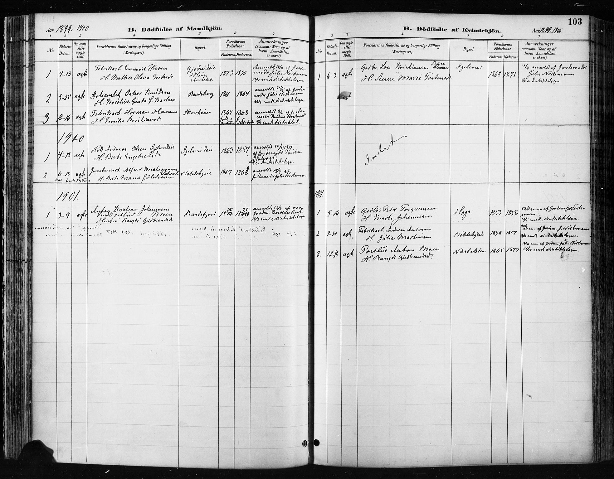 Jevnaker prestekontor, SAH/PREST-116/H/Ha/Haa/L0009: Parish register (official) no. 9, 1891-1901, p. 103