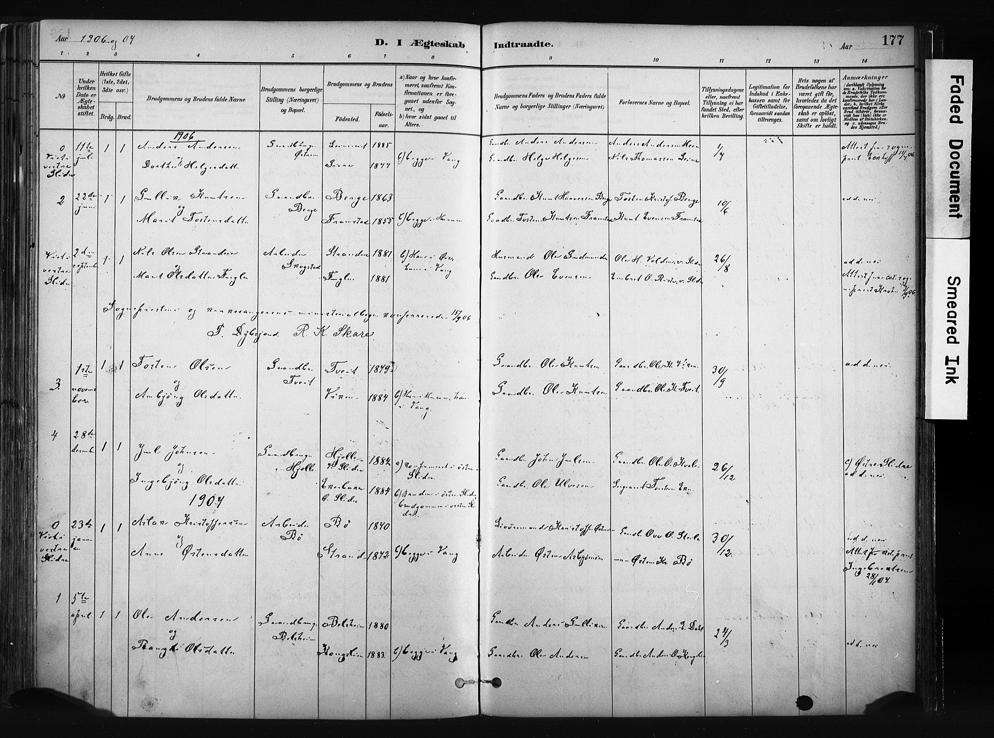 Vang prestekontor, Valdres, SAH/PREST-140/H/Ha/L0008: Parish register (official) no. 8, 1882-1910, p. 177