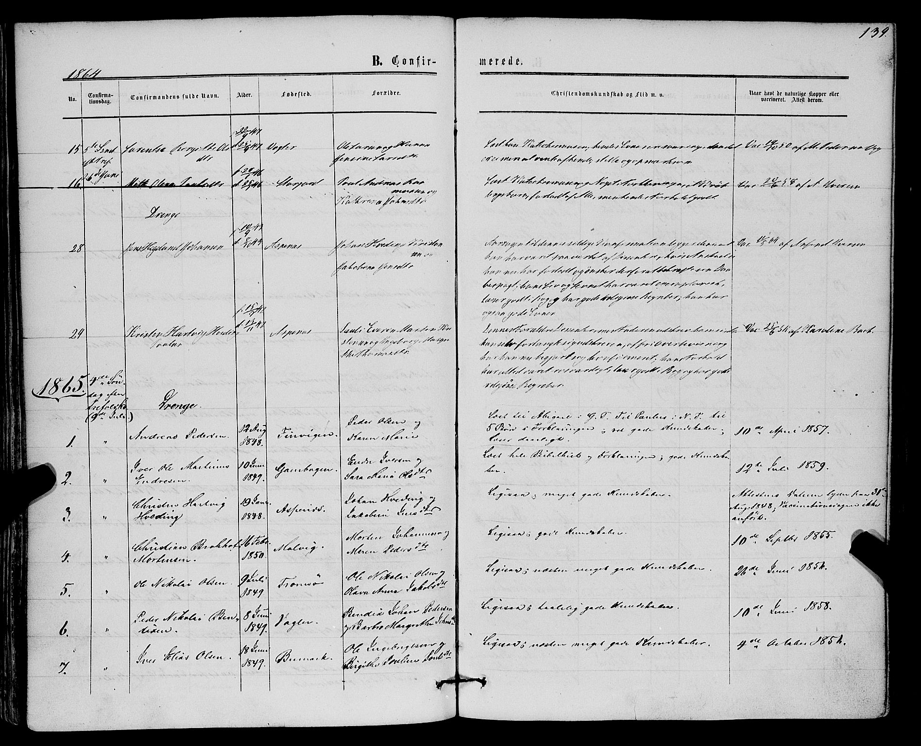 Kvæfjord sokneprestkontor, SATØ/S-1323/G/Ga/Gaa/L0004kirke: Parish register (official) no. 4, 1857-1877, p. 139