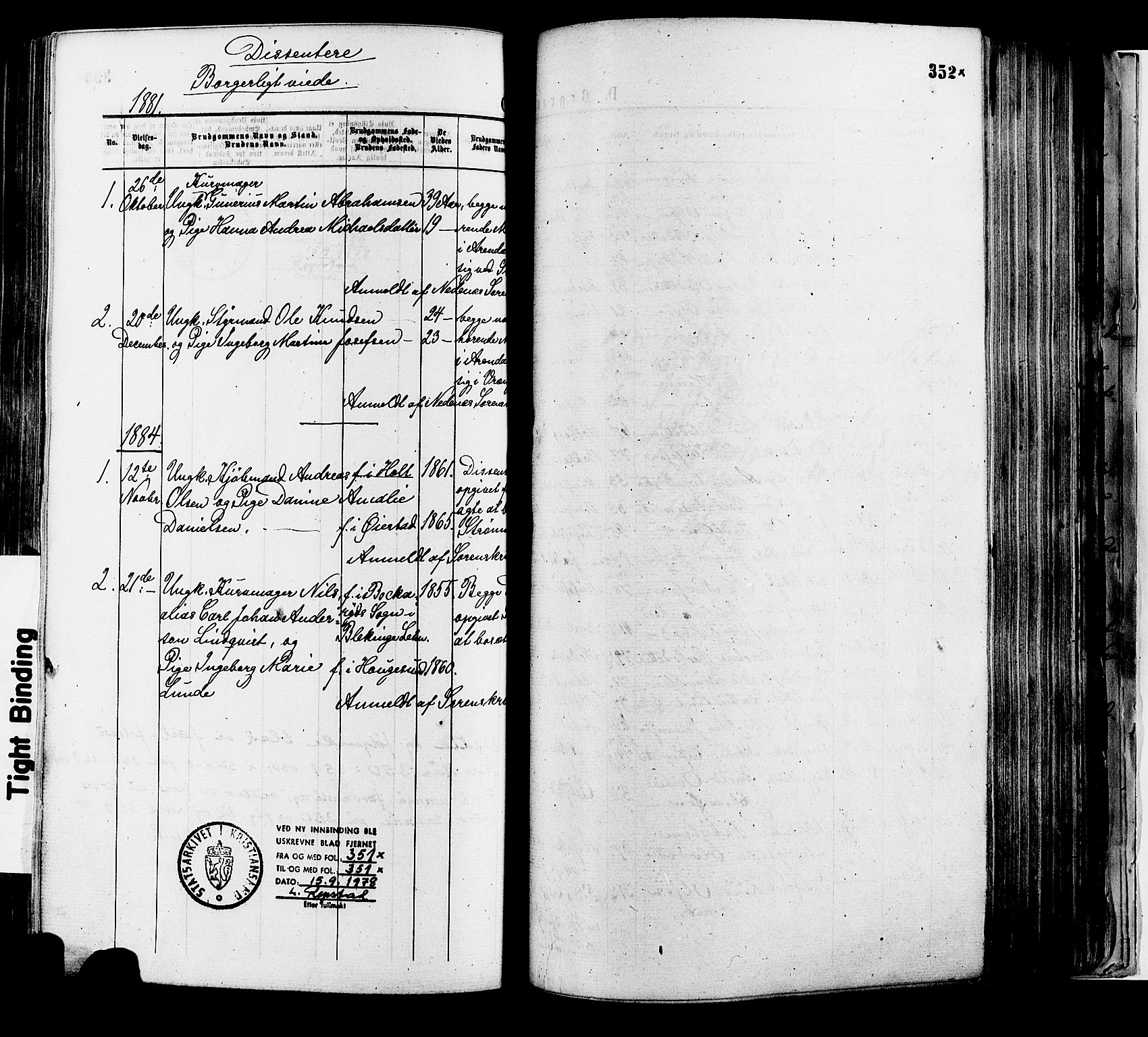 Øyestad sokneprestkontor, AV/SAK-1111-0049/F/Fa/L0016: Parish register (official) no. A 16, 1874-1886, p. 352x