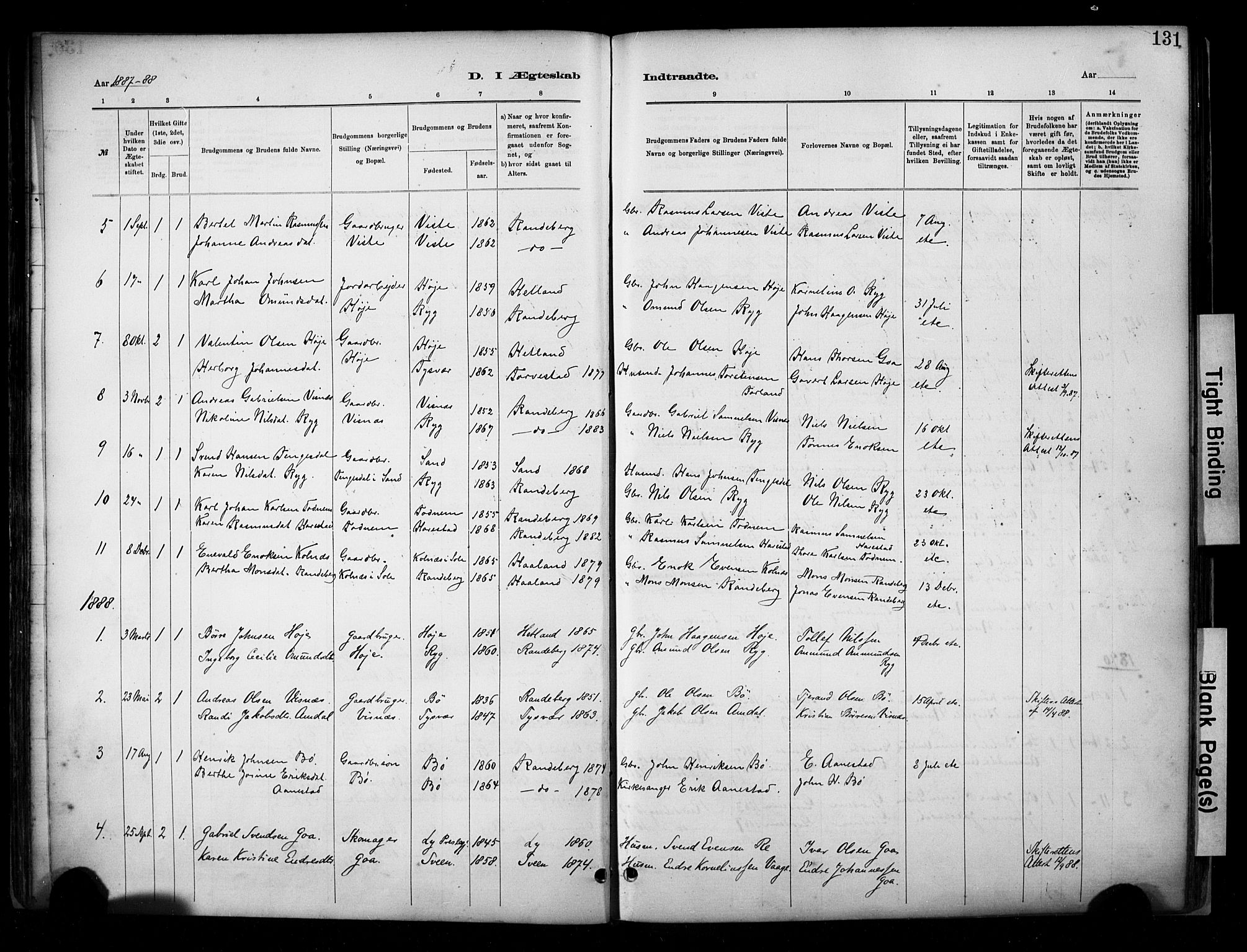 Hetland sokneprestkontor, SAST/A-101826/30/30BA/L0009: Parish register (official) no. A 9, 1882-1918, p. 131