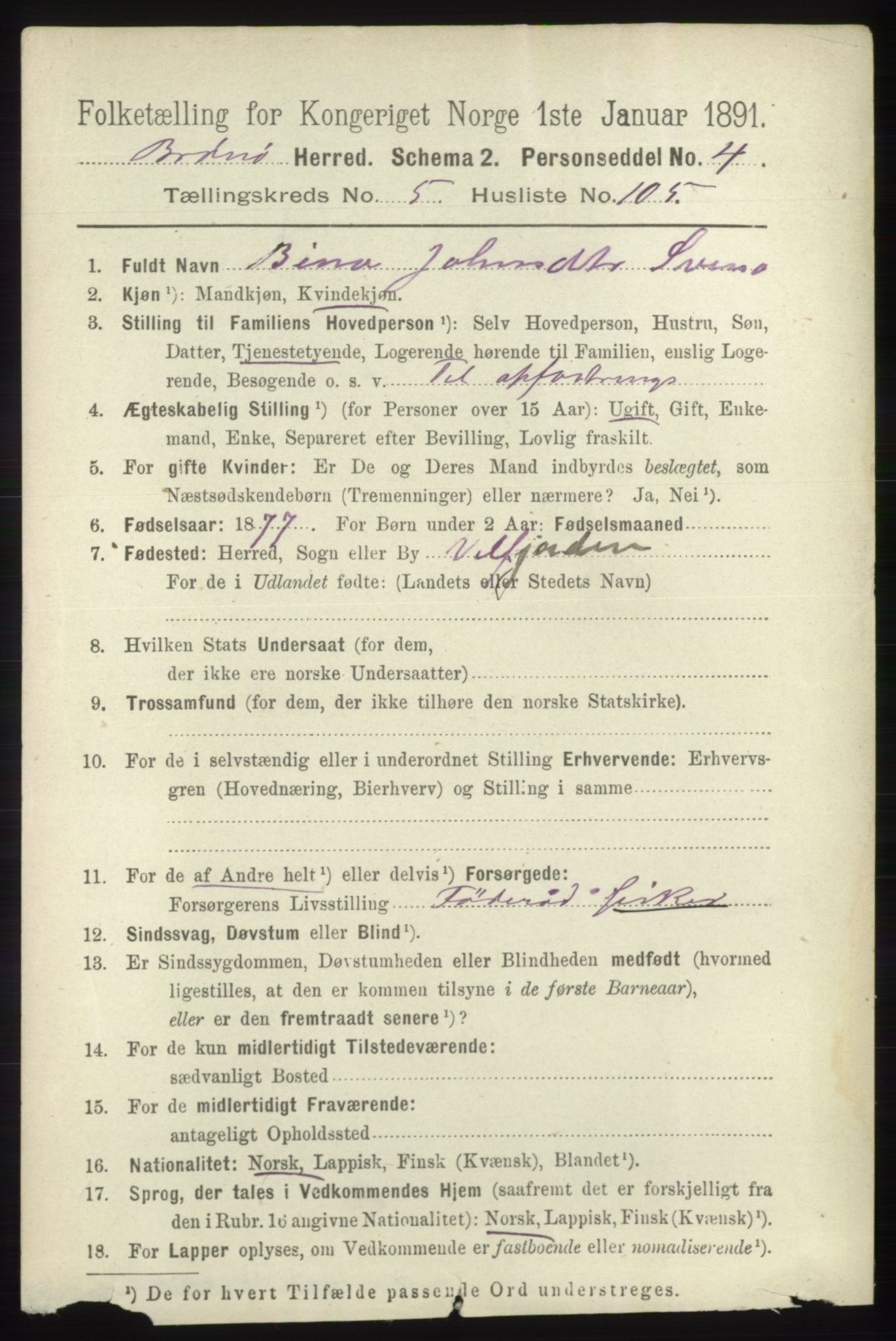 RA, 1891 census for 1814 Brønnøy, 1891, p. 3179